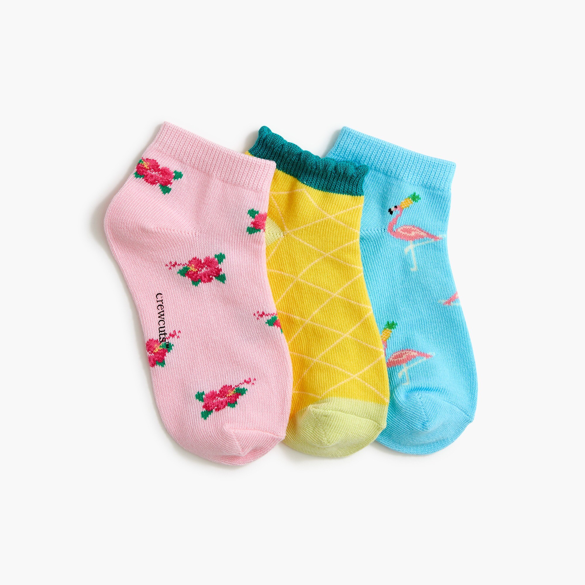 Girls' flamingo and pineapple socks three-pack