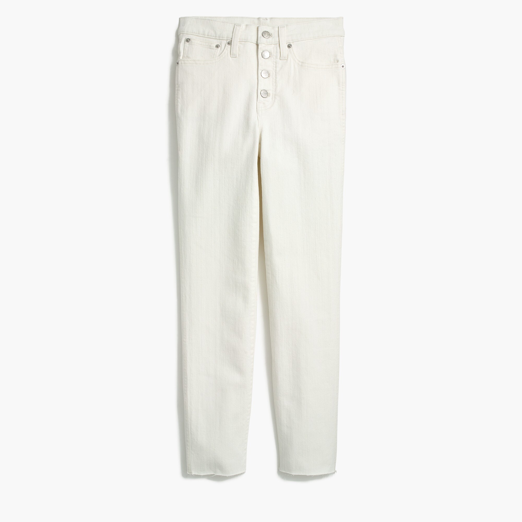 vintage straight jean in white denim with button fly for women
