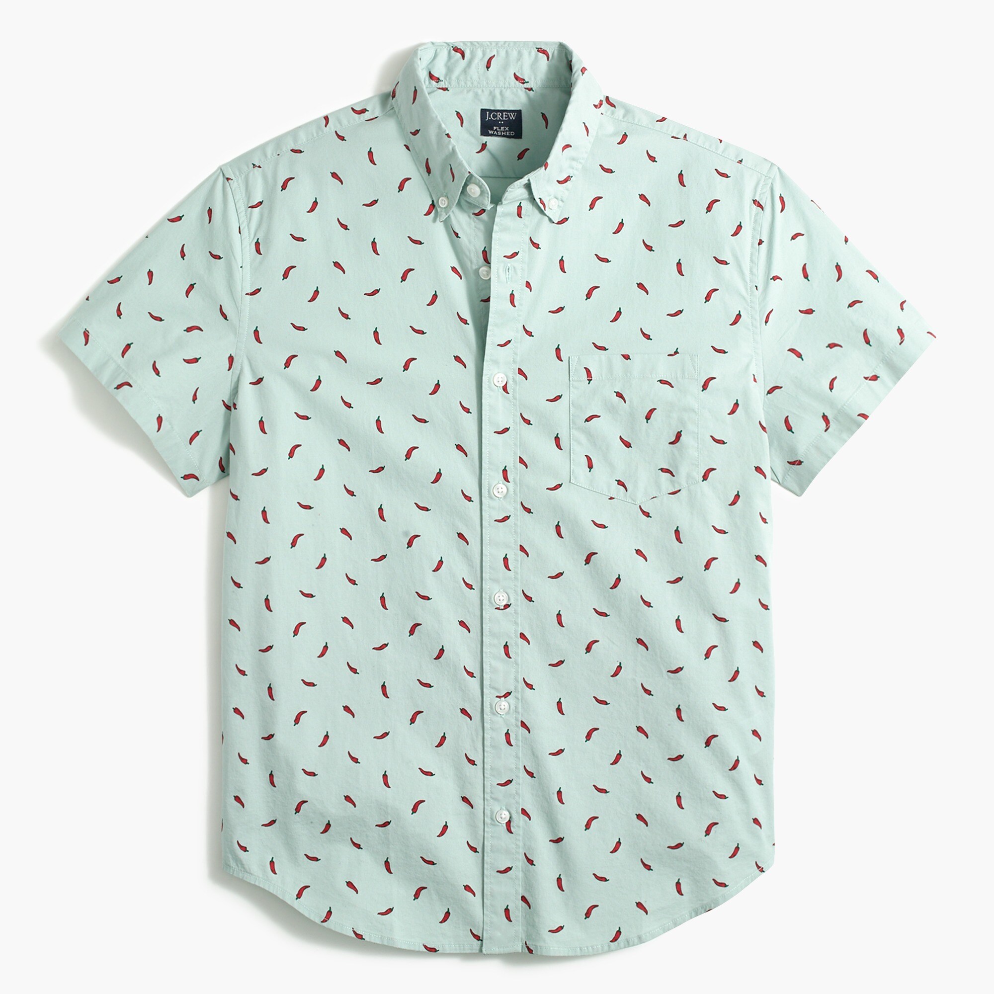 Short-sleeve slim hot pepper print shirt