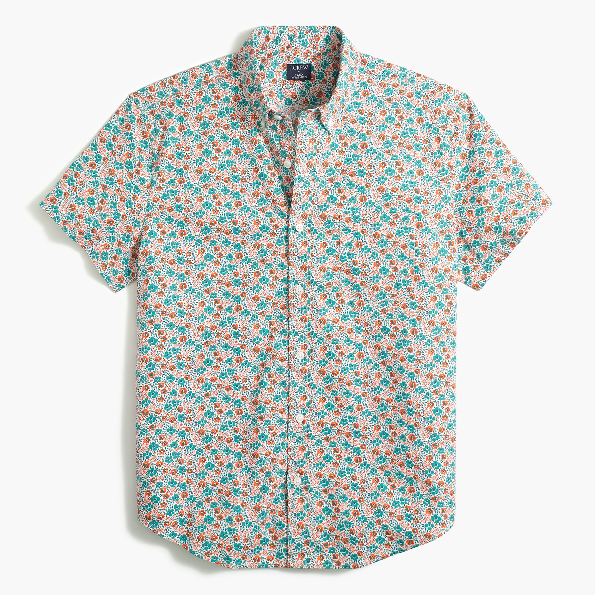 short-sleeve floral print casual shirt for men