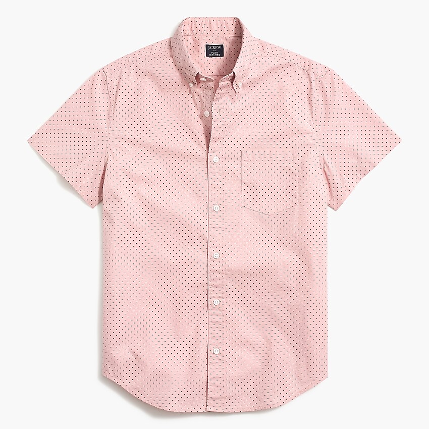 factory: short-sleeve slim dot print shirt for men, right side, view zoomed