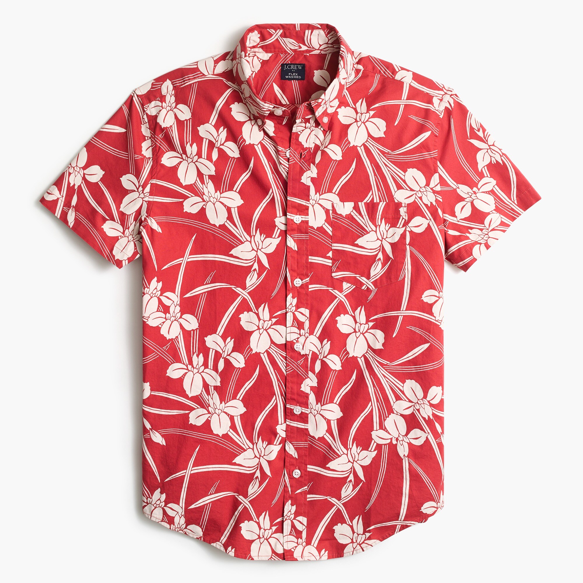 Short-sleeve slim floral shirt