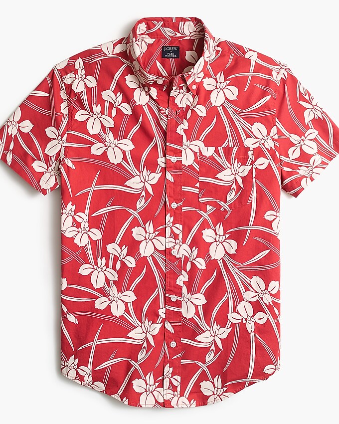 factory: short-sleeve slim floral shirt for men, right side, view zoomed