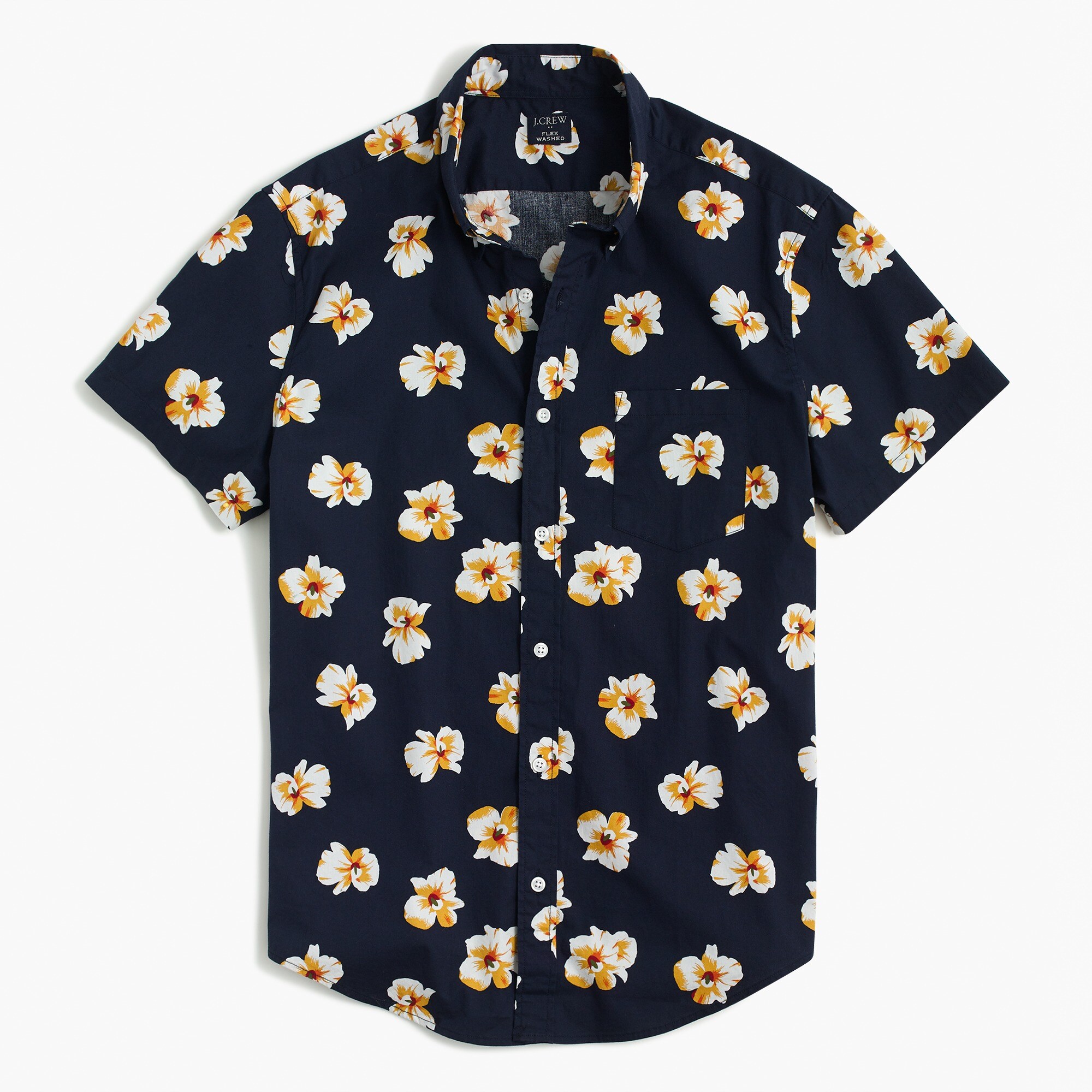 Short-sleeve slim floral shirt