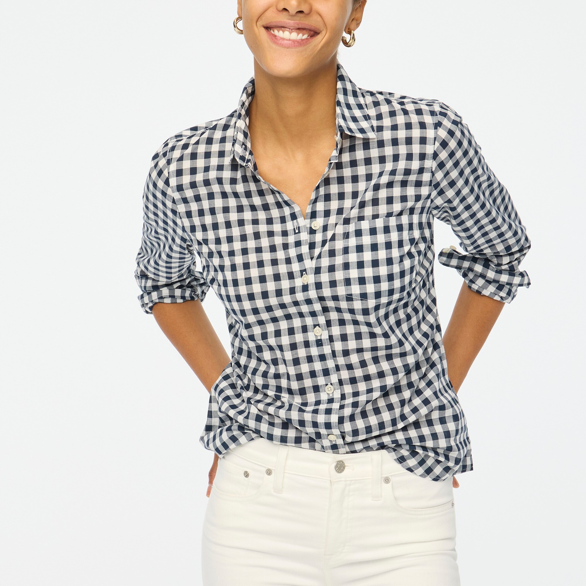 Gingham lightweight cotton shirt in signature fit