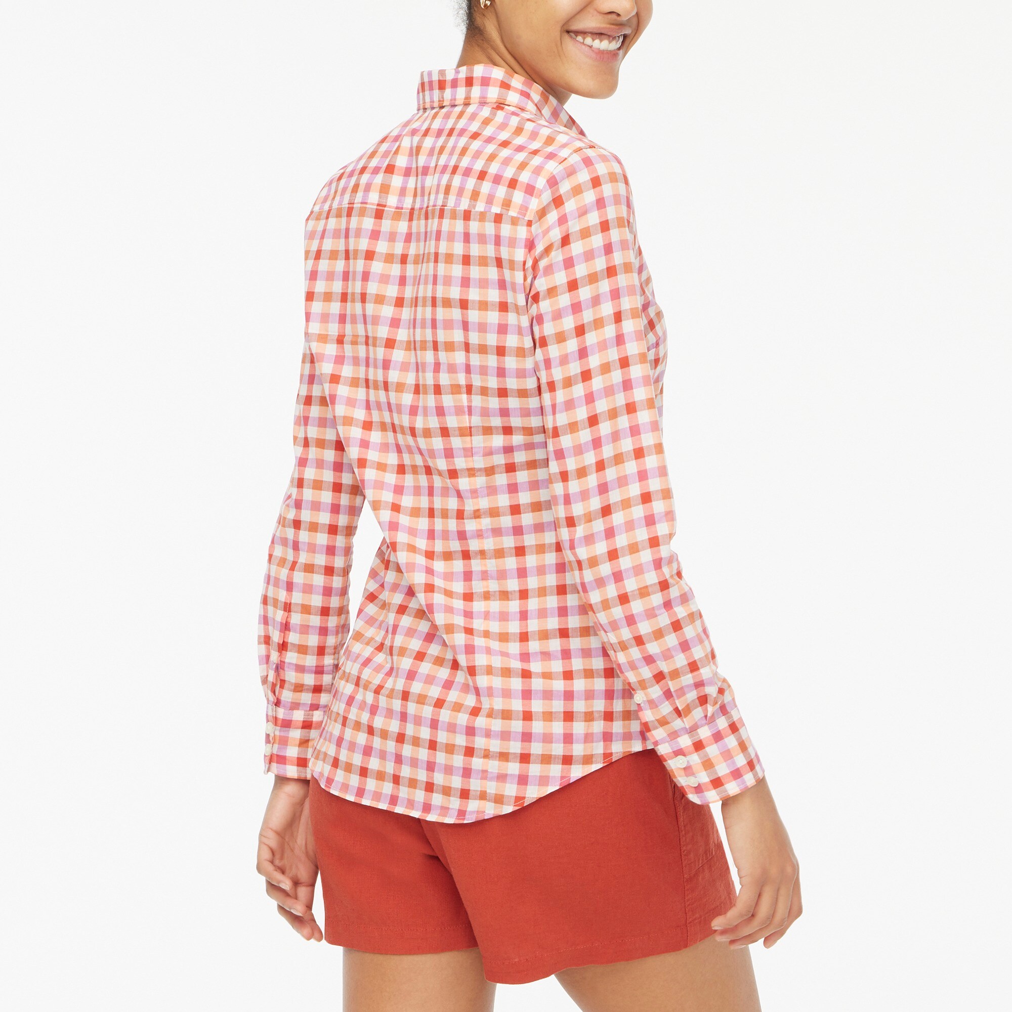Gingham lightweight cotton shirt in signature fit