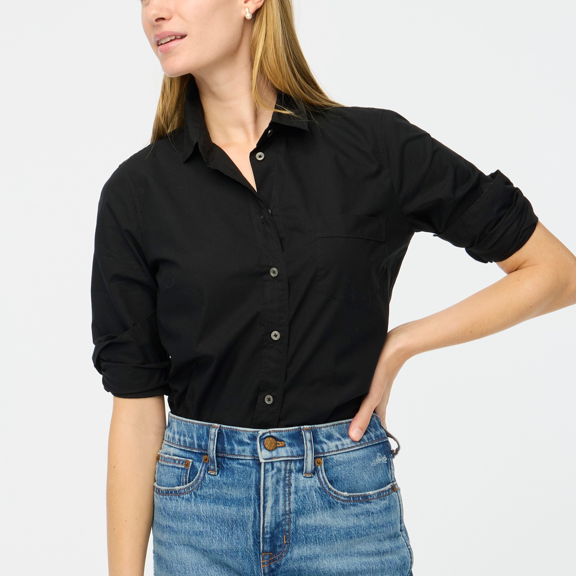 Button-up cotton poplin shirt in signature fit