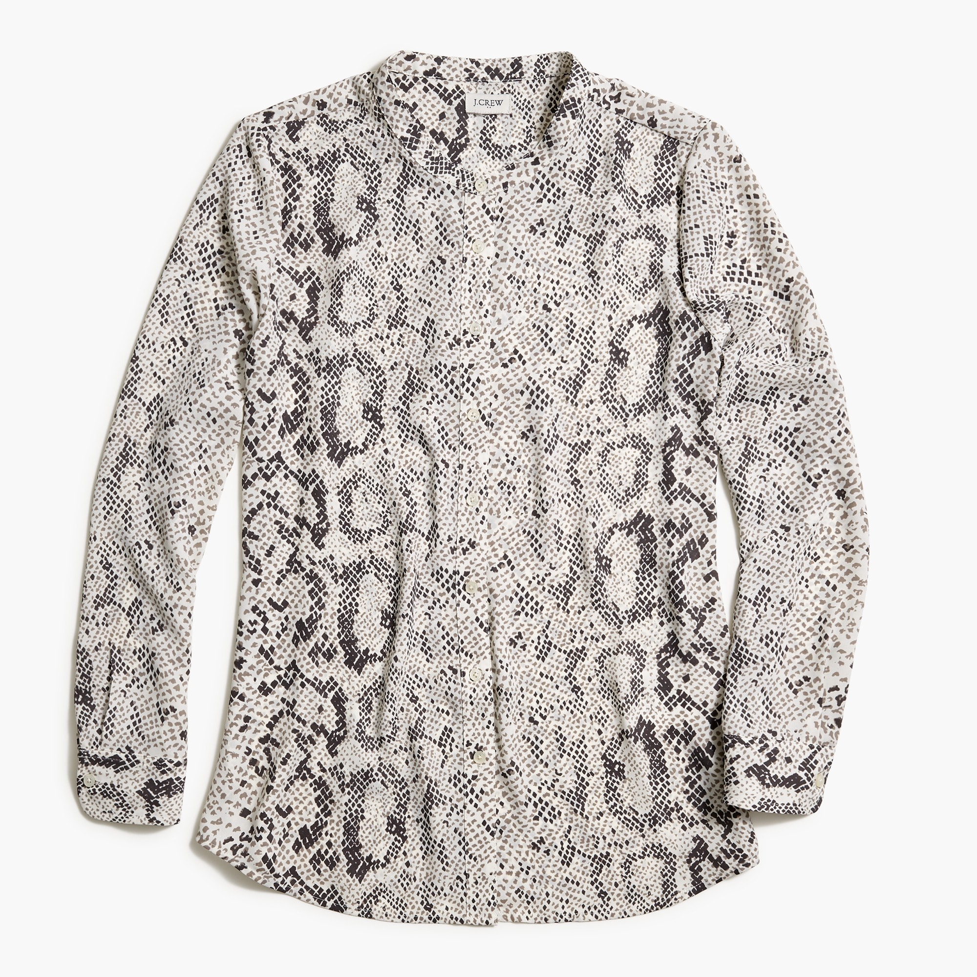 snakeskin button-up top for women