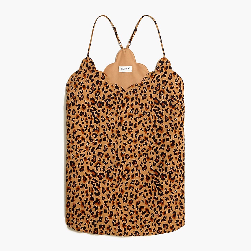 factory: leopard scalloped cami top for women, right side, view zoomed
