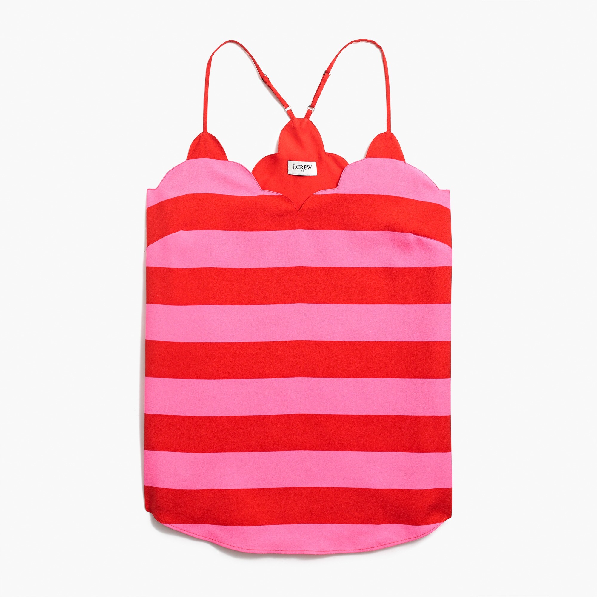 striped scalloped cami top for women