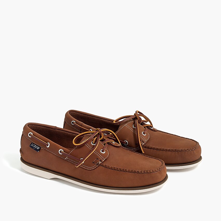 factory: classic leather boat shoes for men, right side, view zoomed