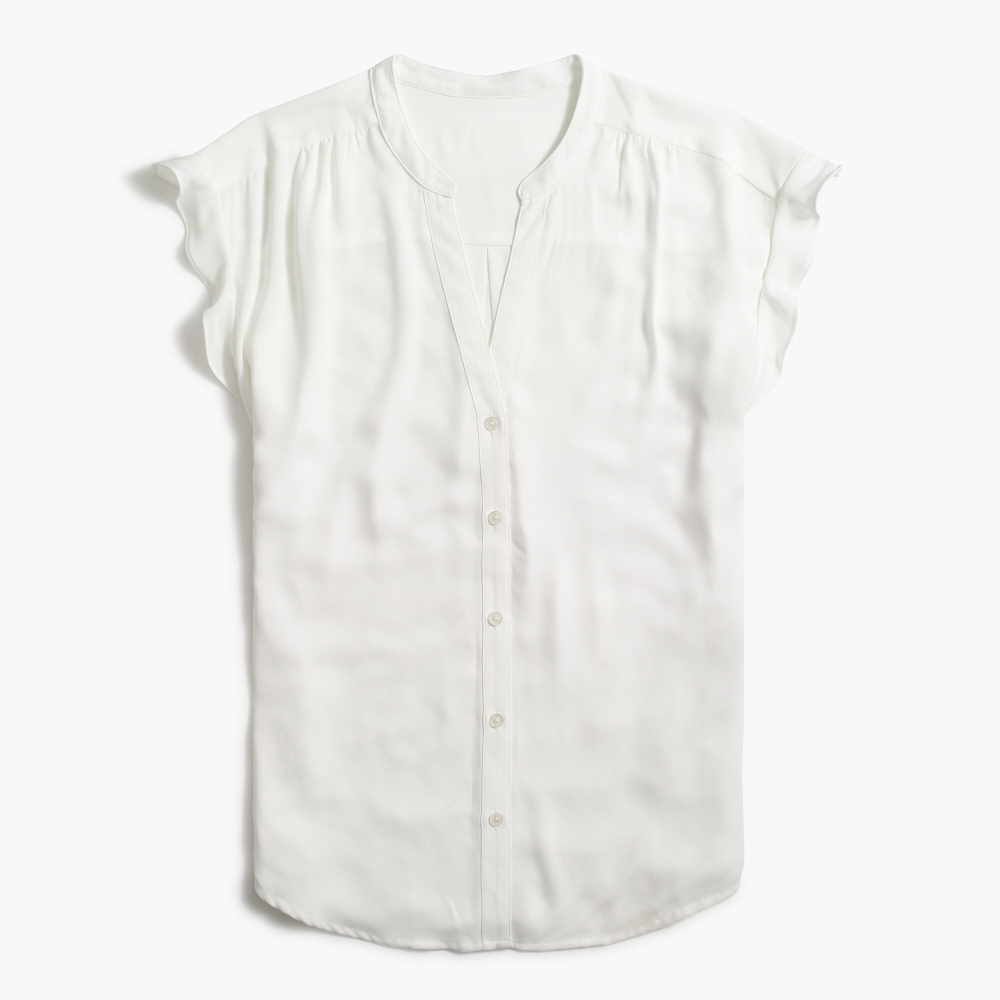 Ruffle-sleeve camp shirt