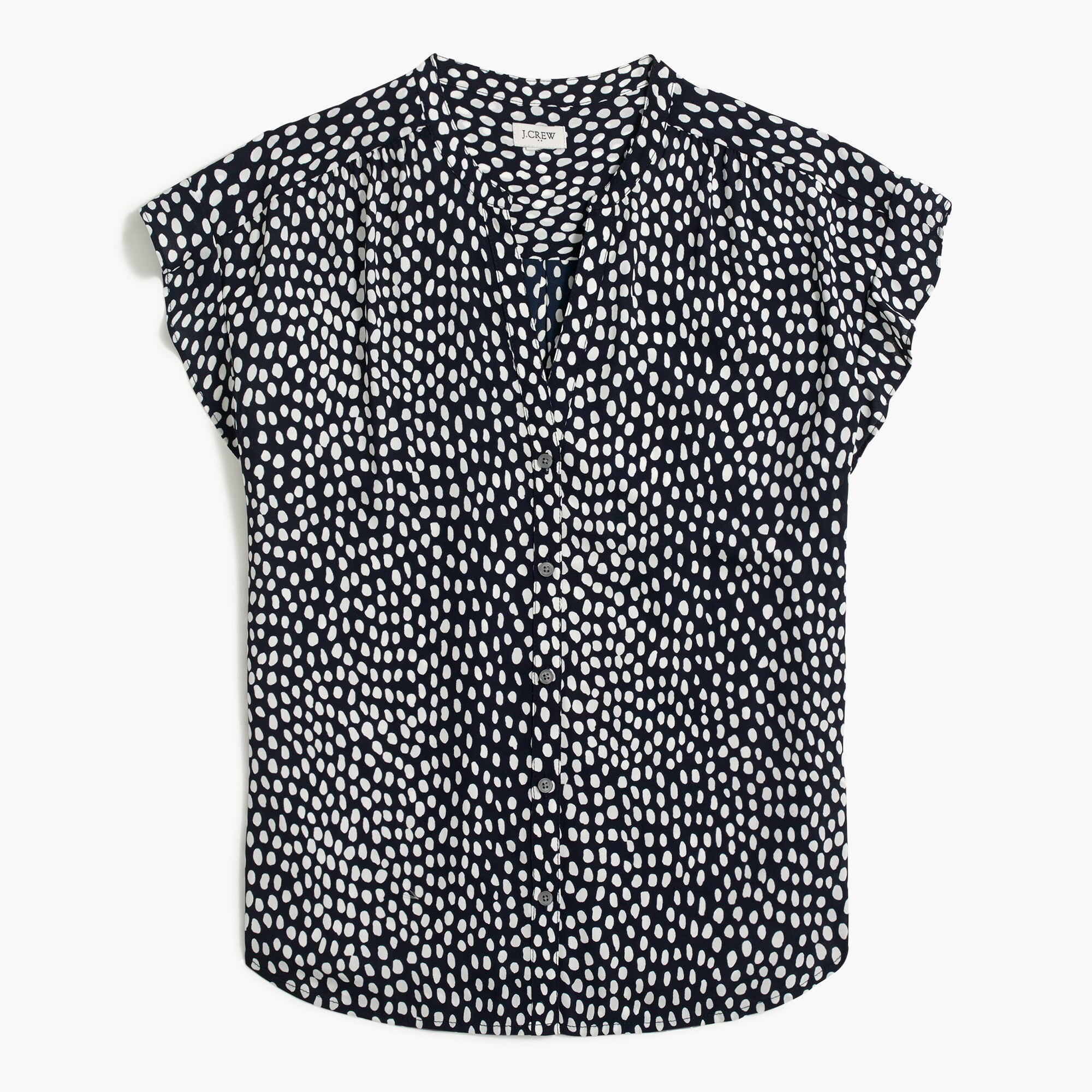 leopard ruffle-sleeve camp shirt for women