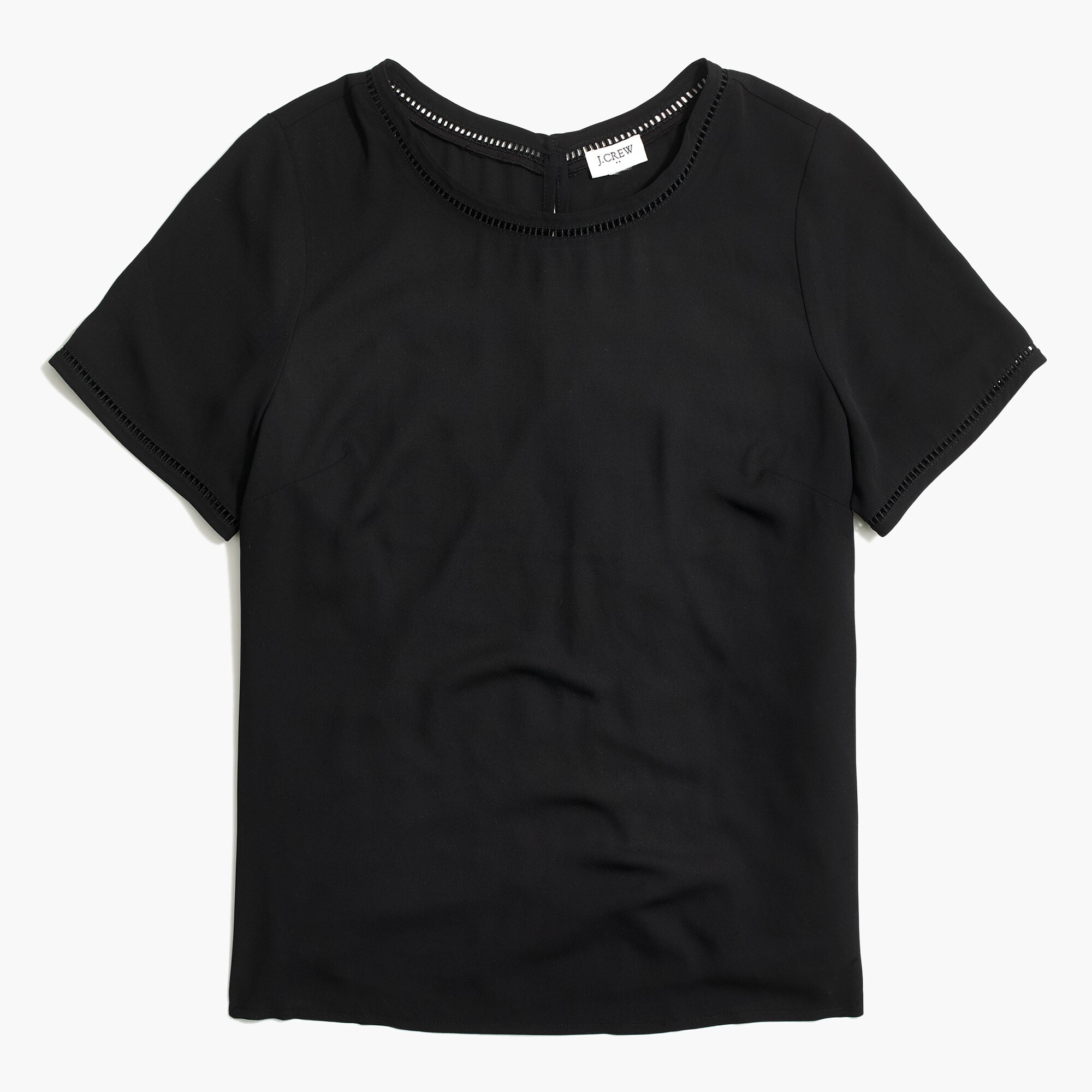 Short-sleeve top with ladder trim