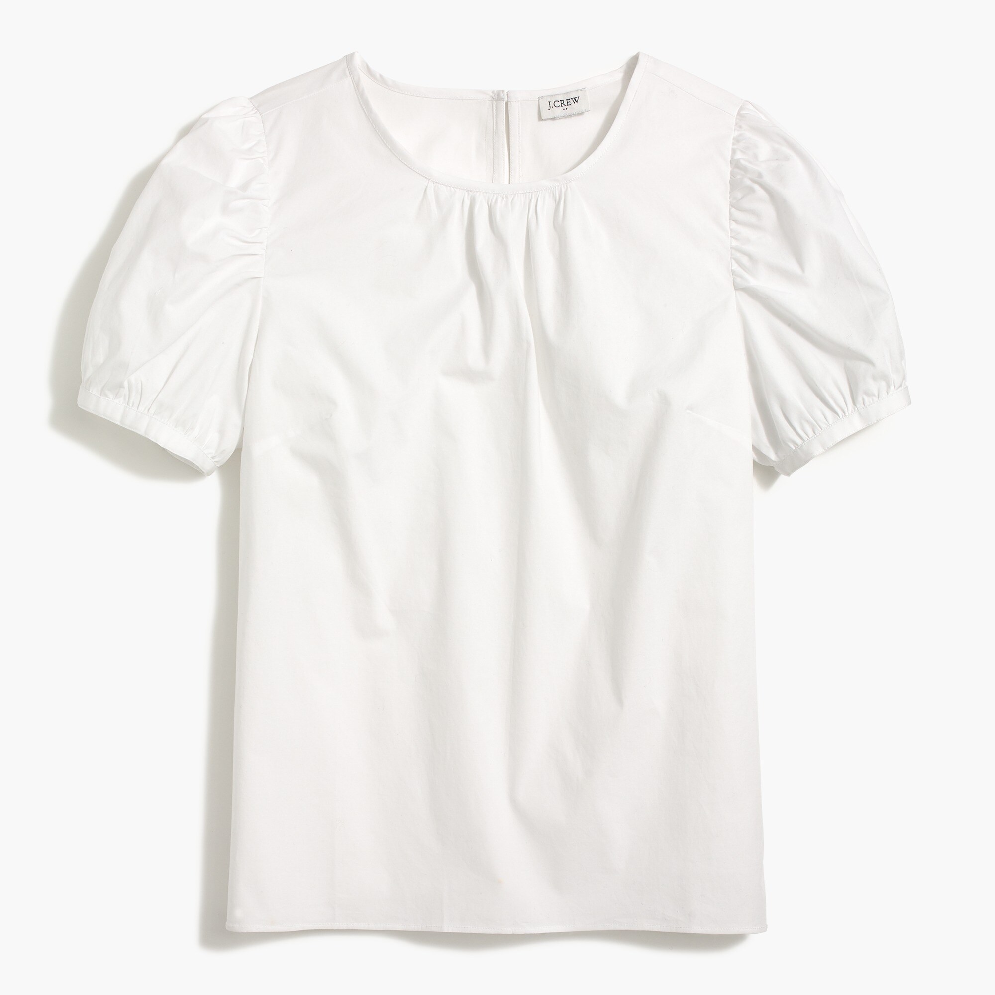 Puff-sleeve top in stretch cotton poplin