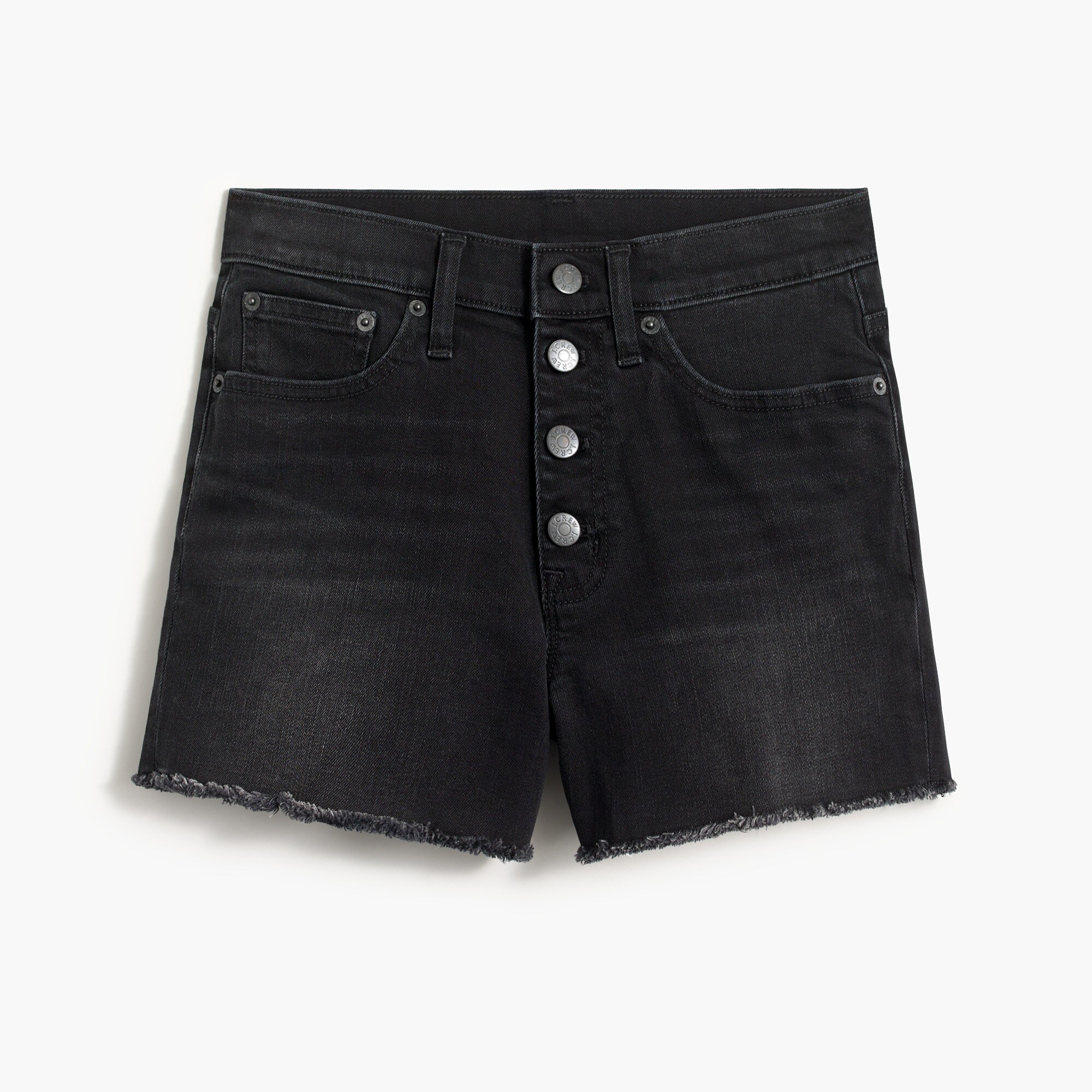 Classic denim short with button fly in black wash