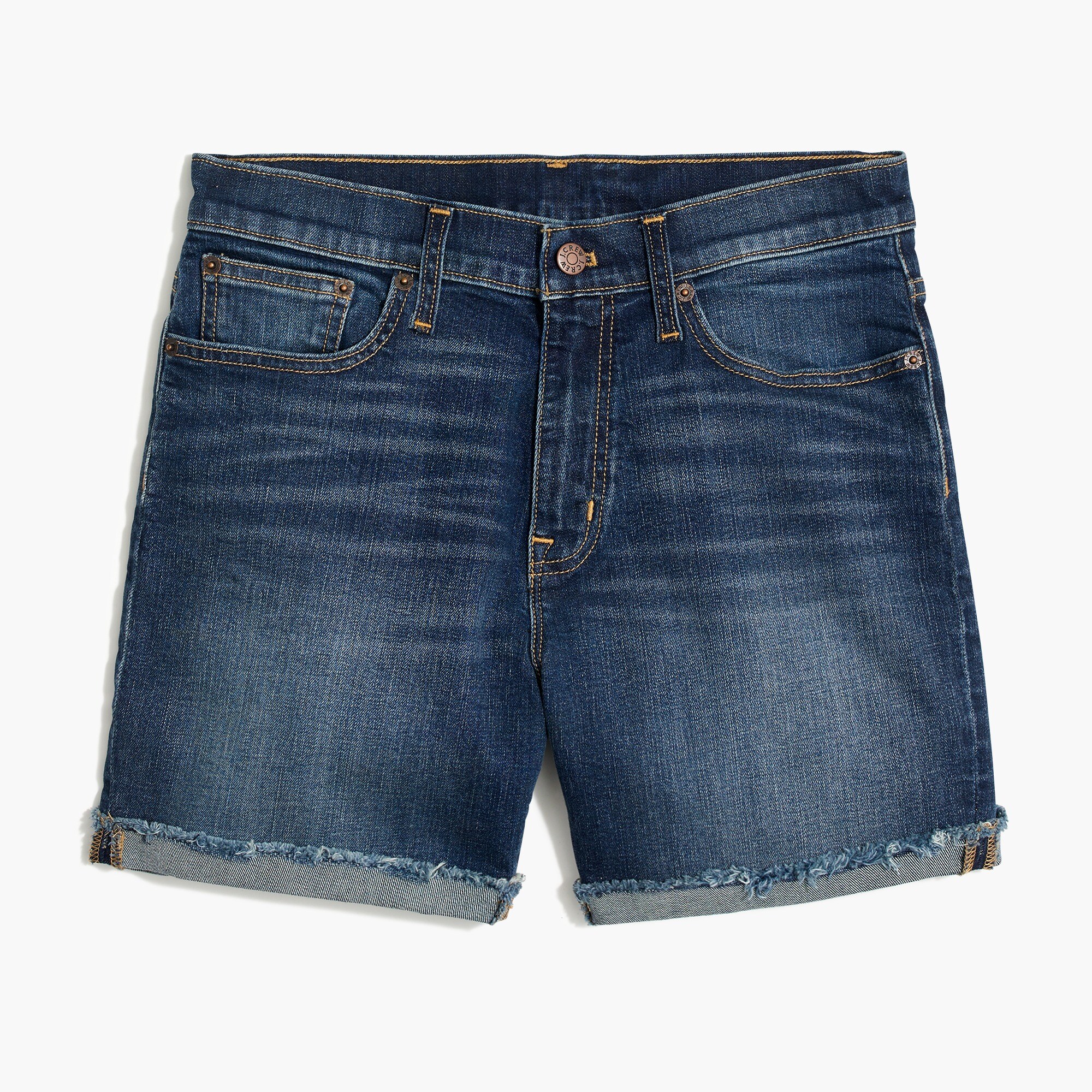denim short in worn dark blue wash for women