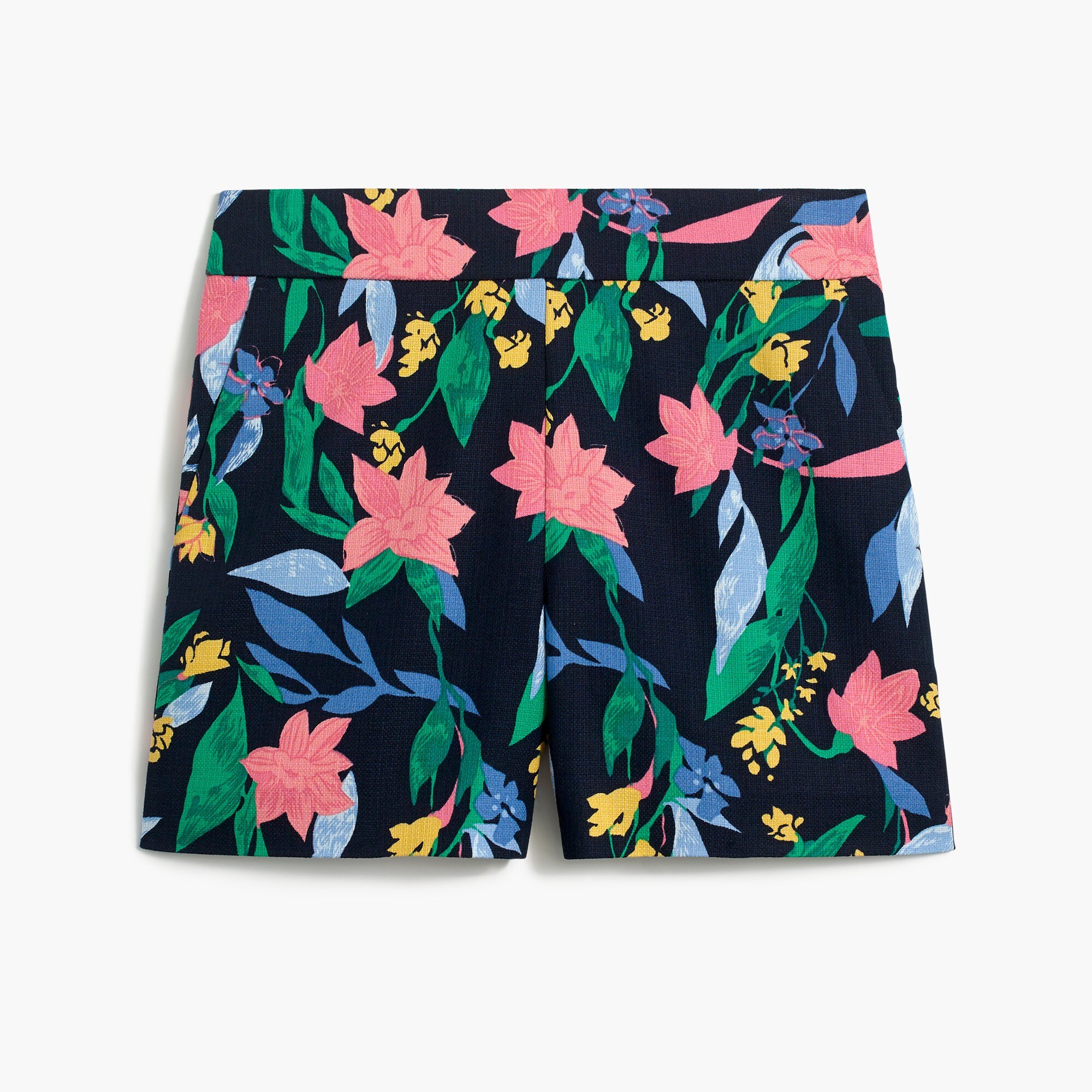 floral basketweave short with side zip for women