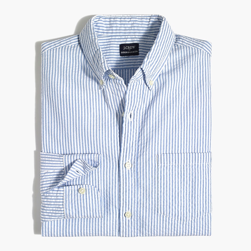 factory: seersucker slim casual shirt for men, right side, view zoomed