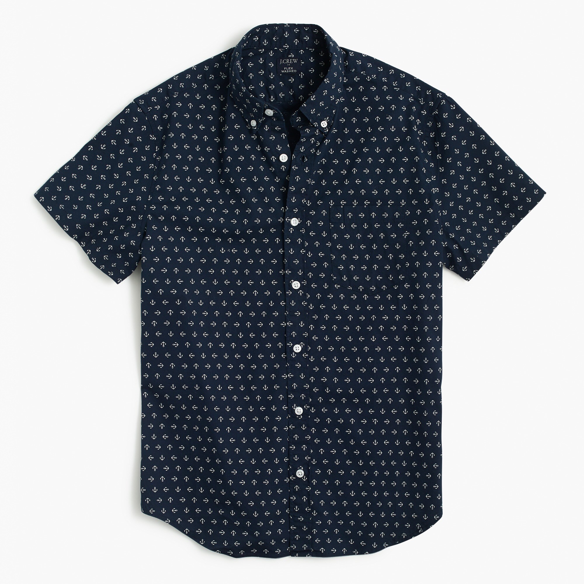 short-sleeve slim anchor print shirt for men