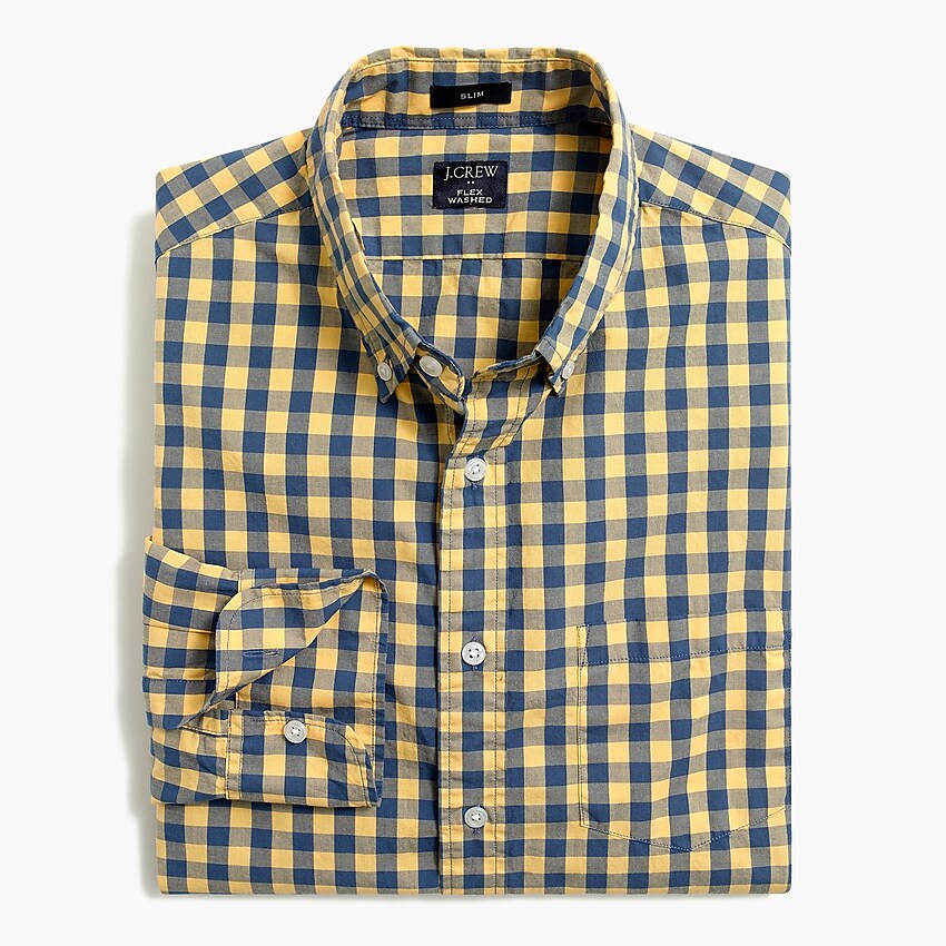 factory: gingham regular flex casual shirt for men, right side, view zoomed