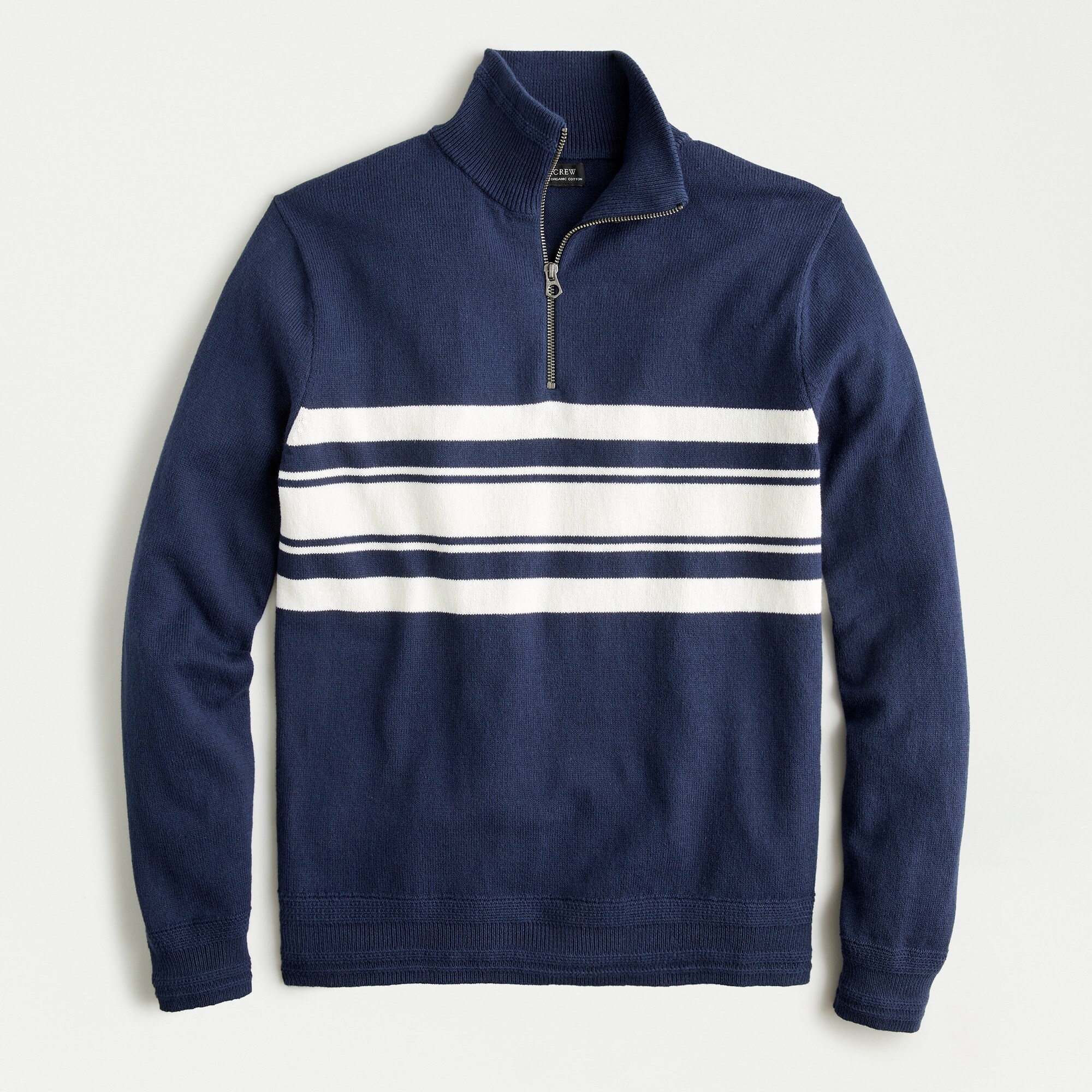 J.Crew Organic Cotton Halfzip Sweater In Stripe For Men