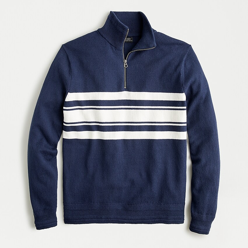 J.Crew: Organic Cotton Half-zip Sweater In Stripe For Men