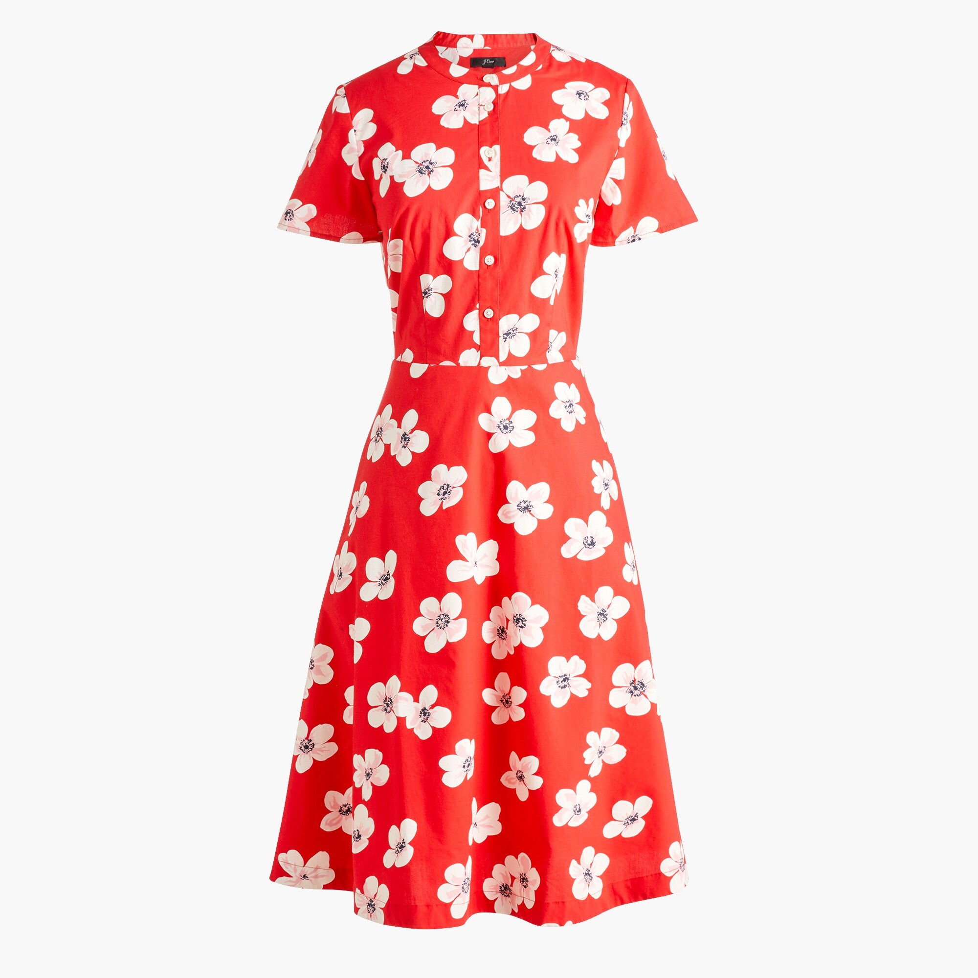 Button-down shirt-dress in cherry blossom print