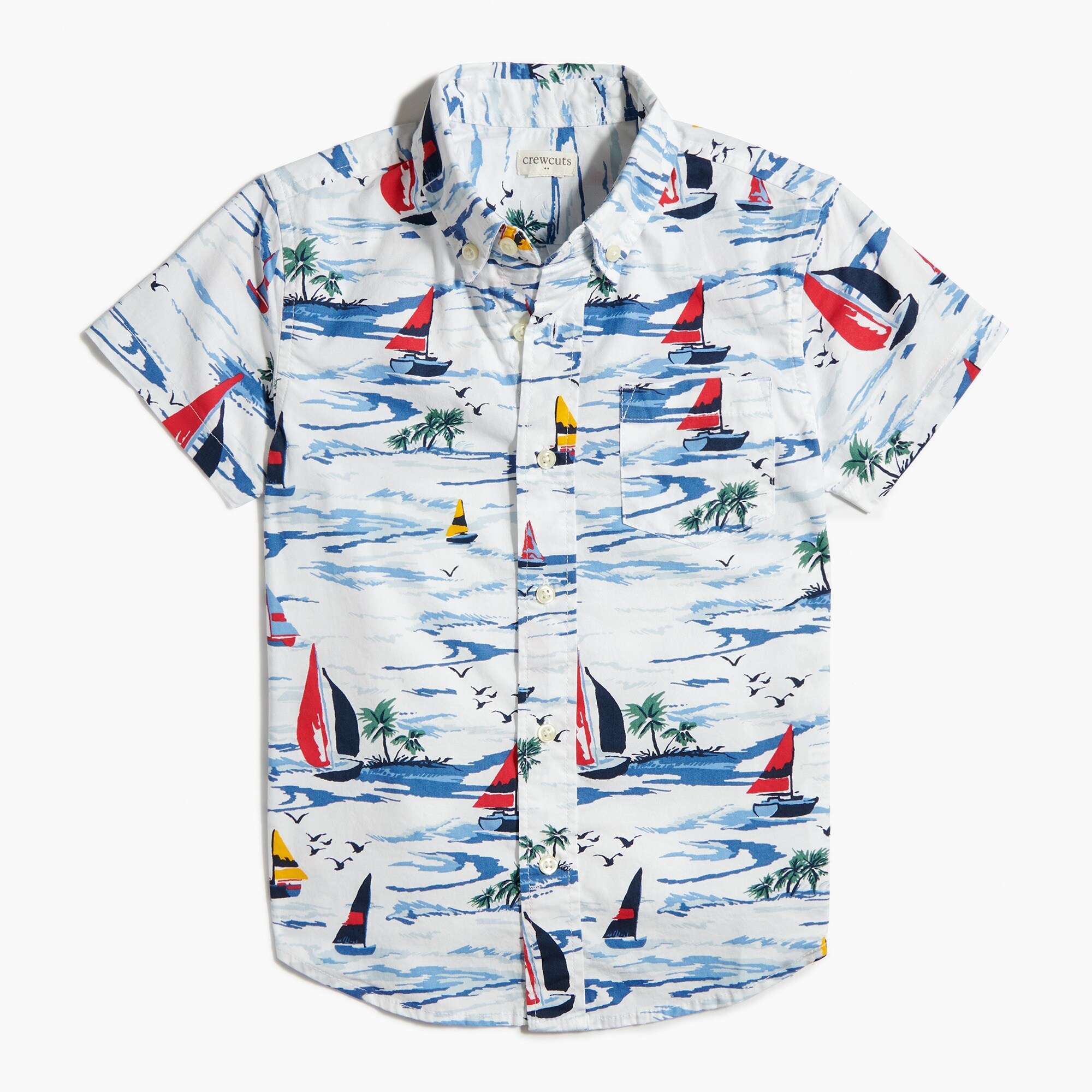 Boys' short-sleeve shirt in boat print