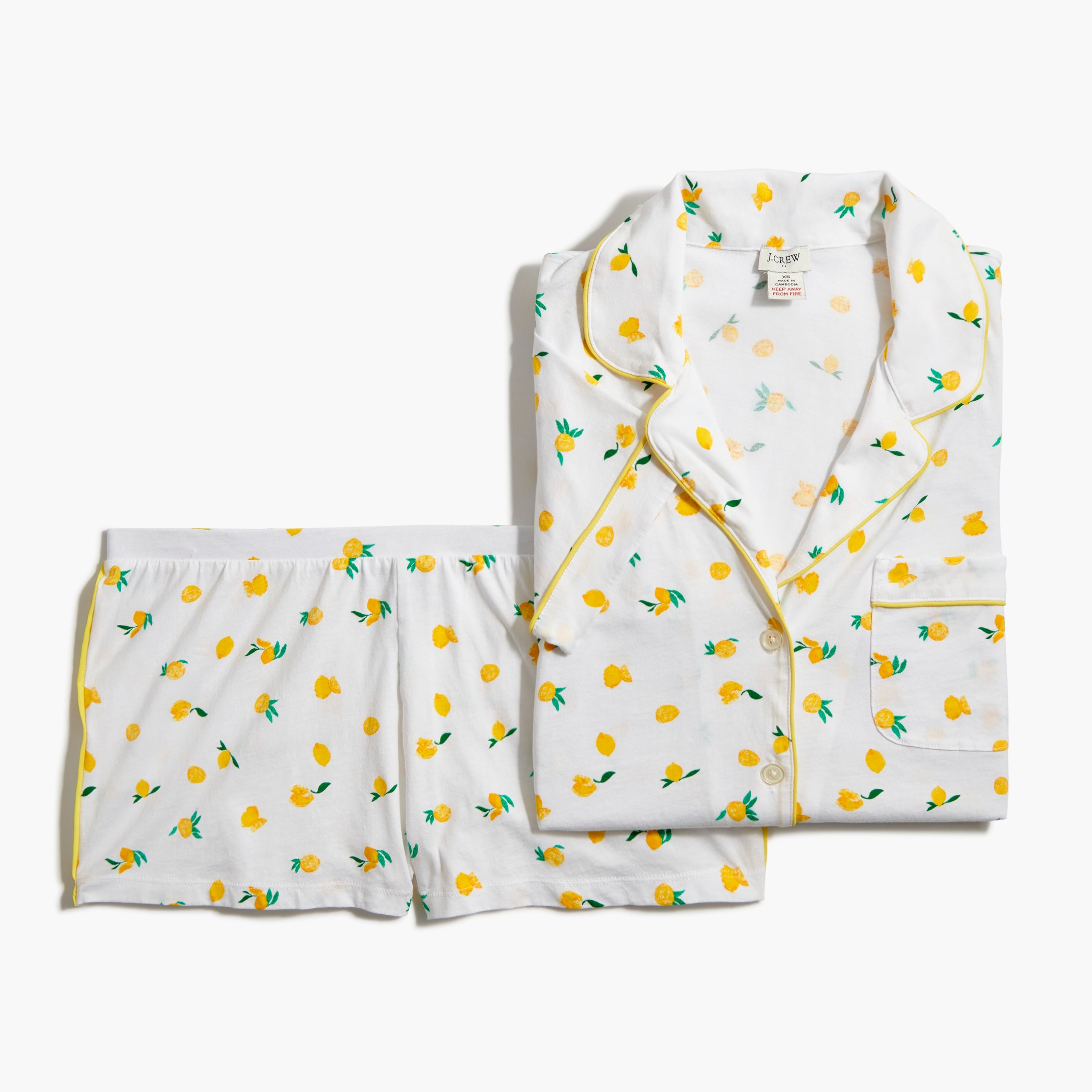 printed short-sleeve knit pajama set for women