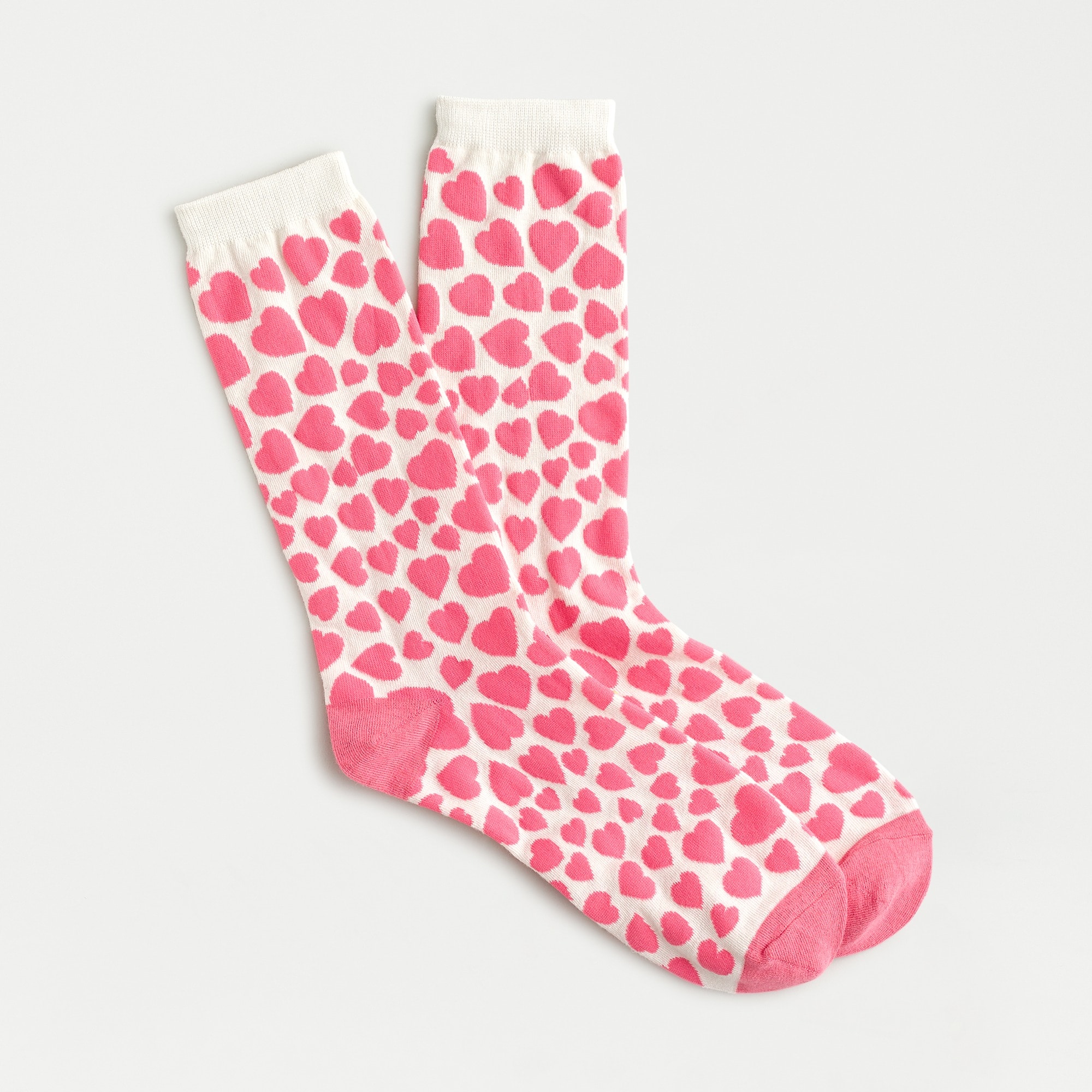 j.crew: trouser socks in heart print, right side, view zoomed