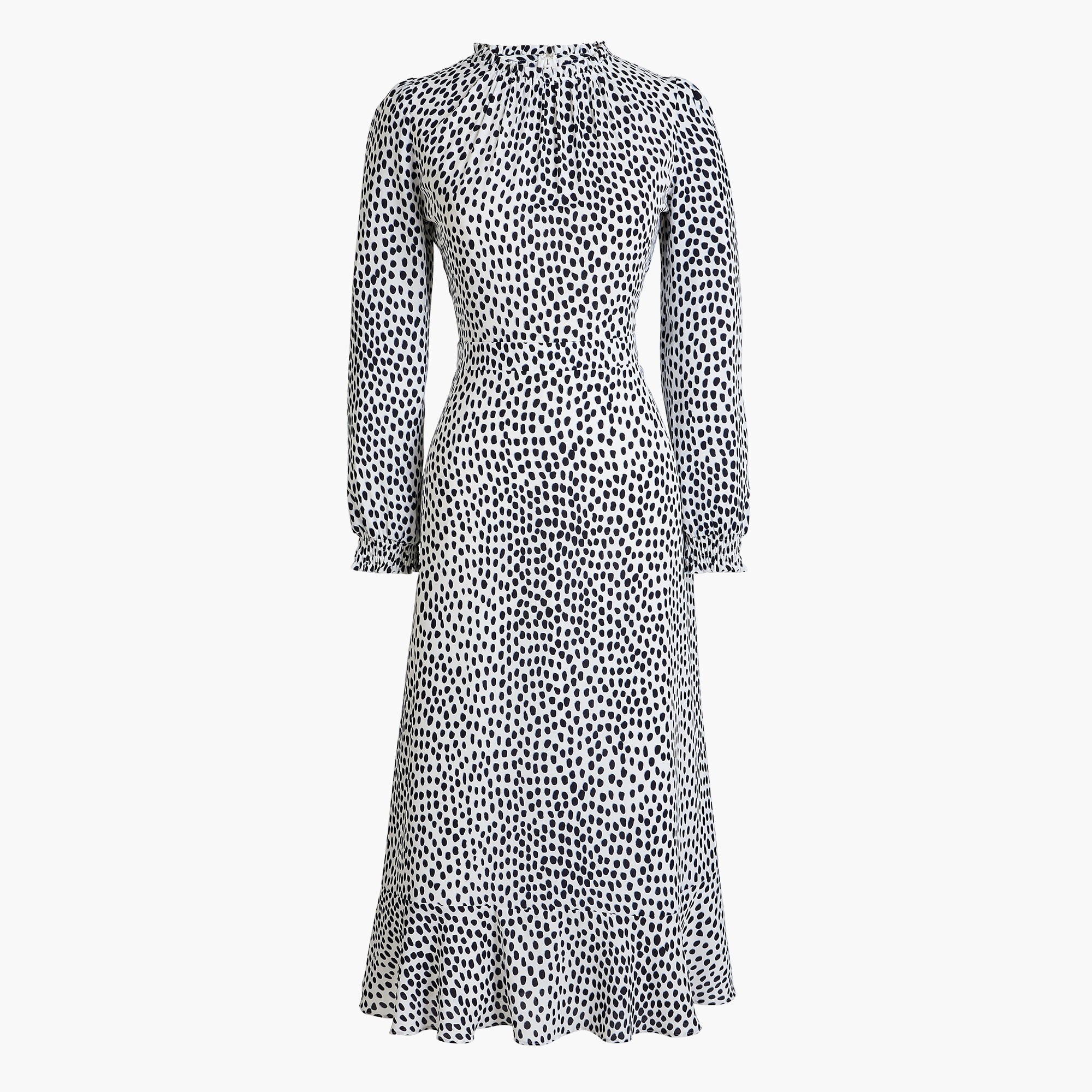 ruffle-neck leopard peasant dress for women