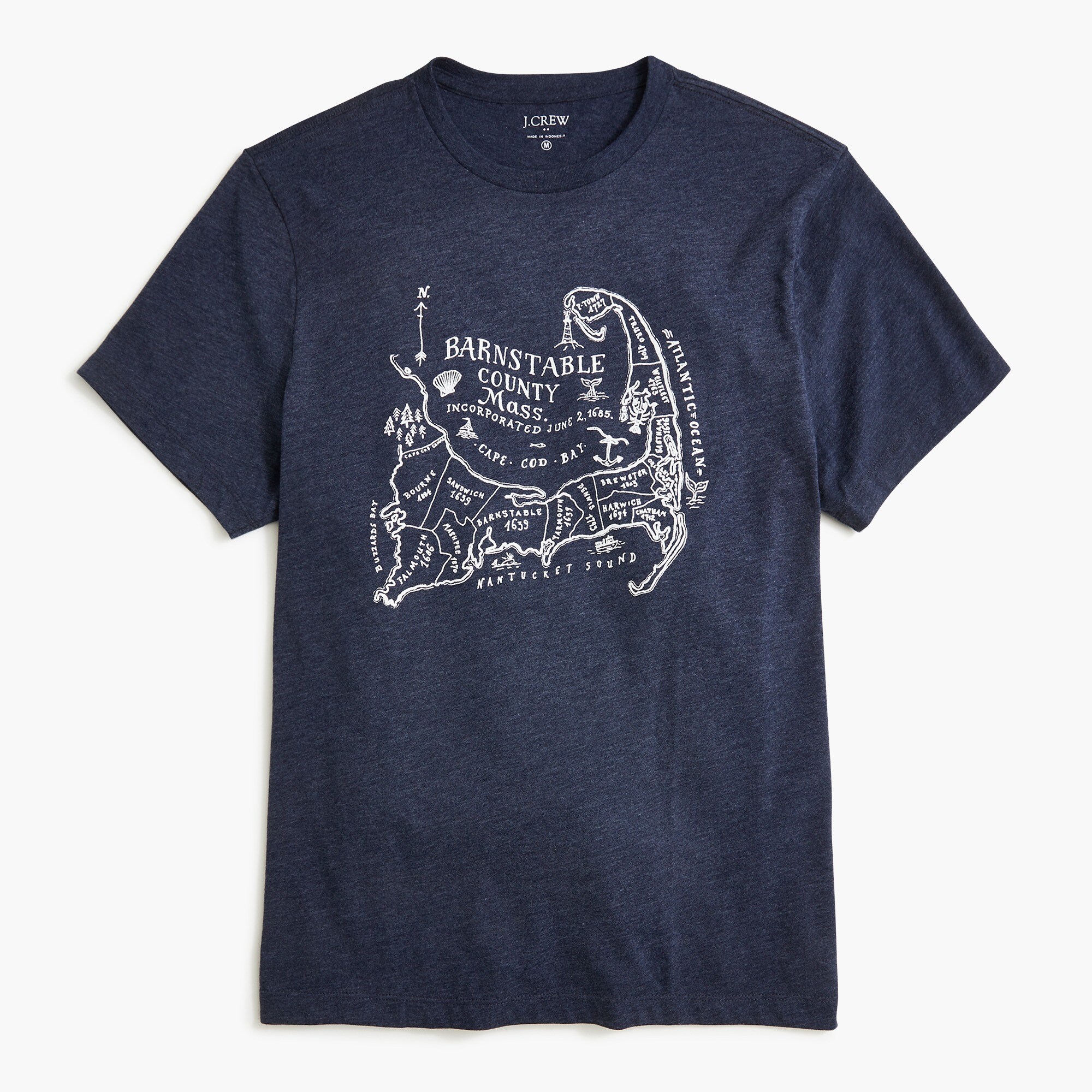 cape cod map graphic tee for men