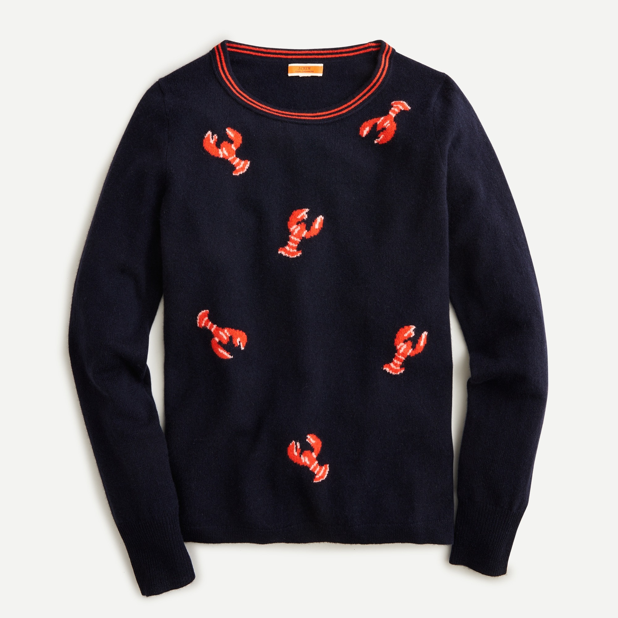 Cashmere crewneck sweater in flying lobsters print