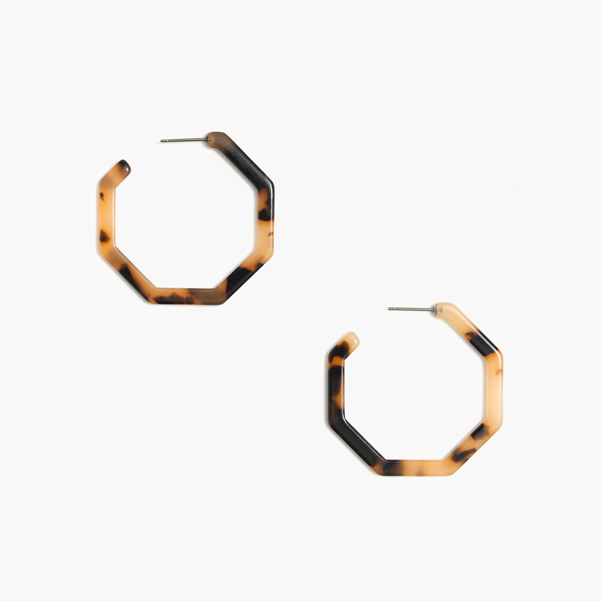 Tortoise hexagon hoop earrings