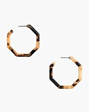 Tortoise hexagon hoop earrings