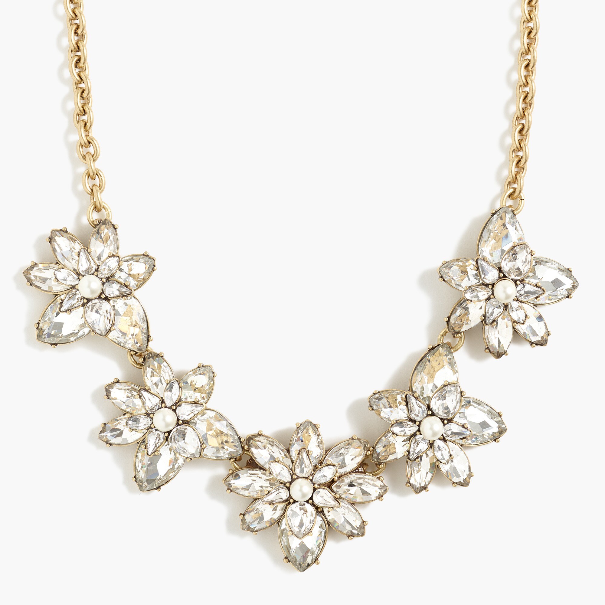 Crystal and pearl statement necklace