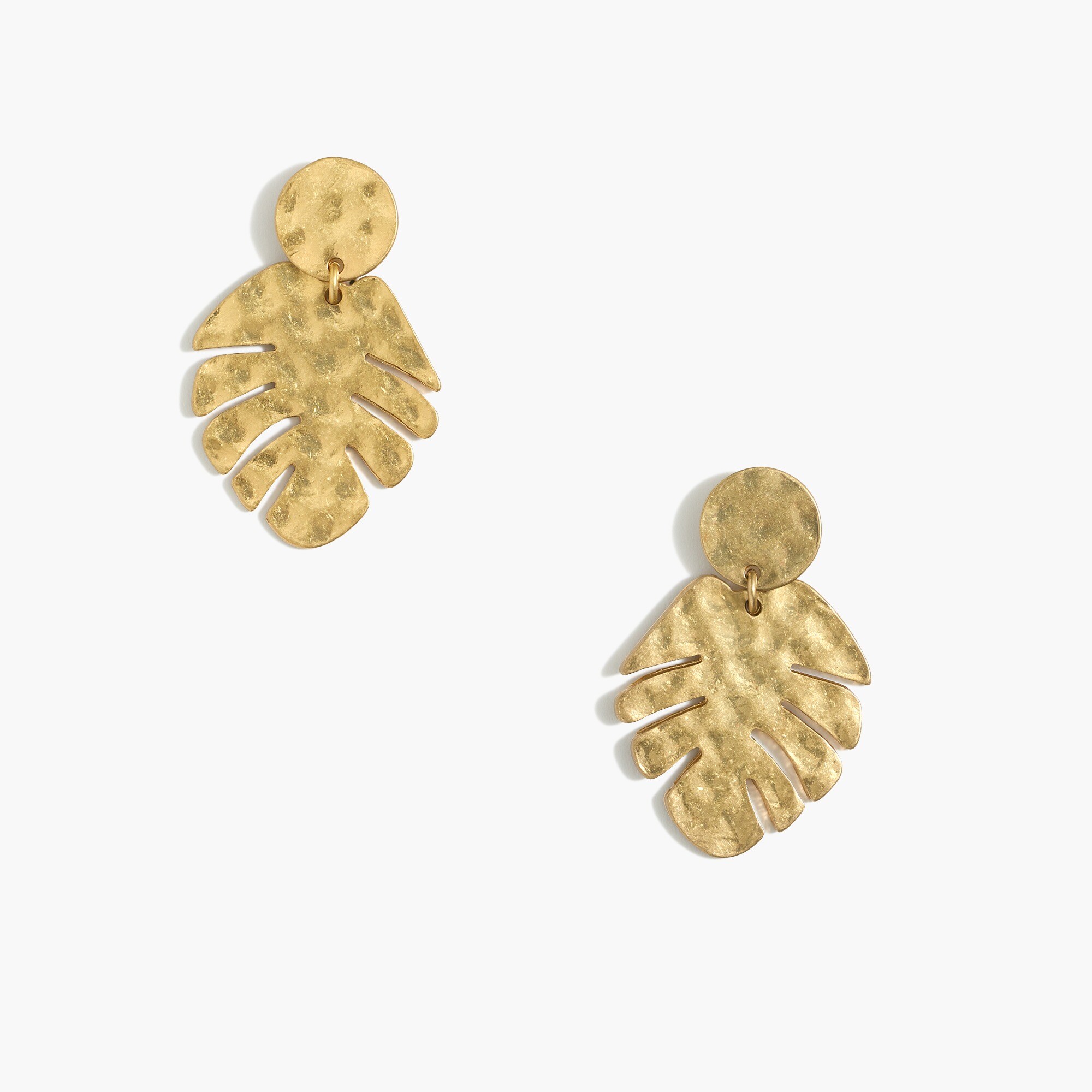 Hammered leaf statement earrings