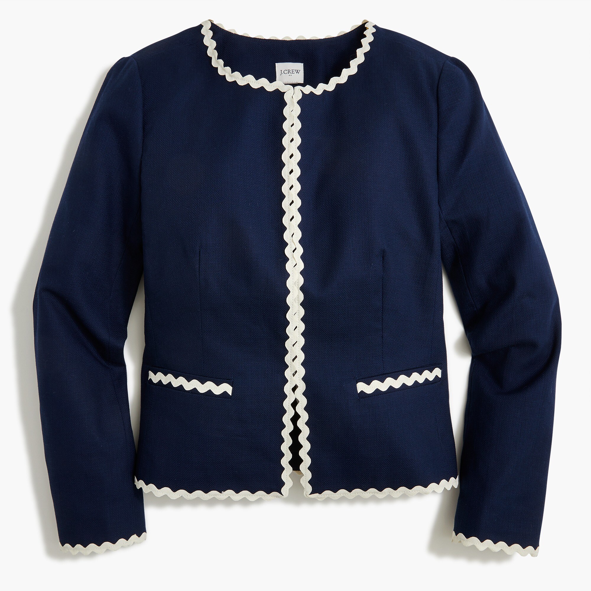 Cotton jacket with rickrack trim