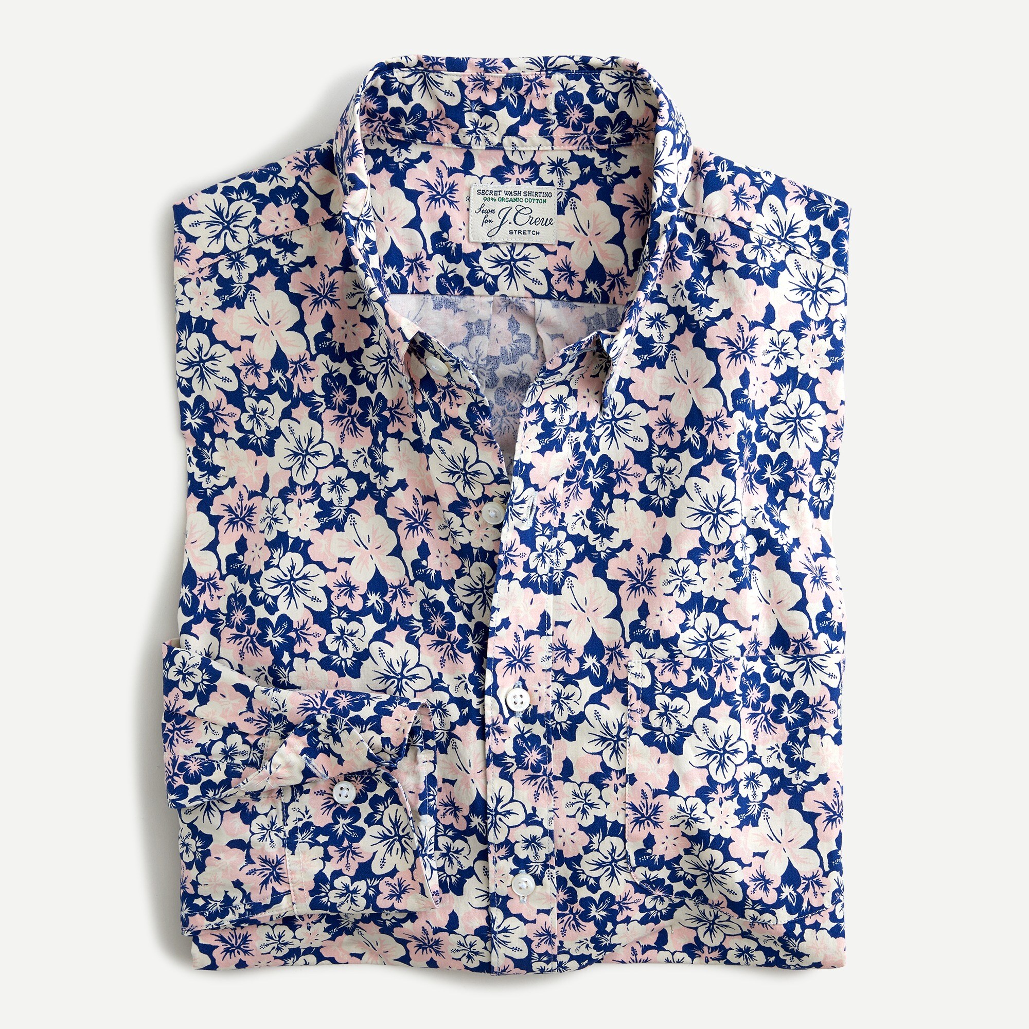 Stretch Secret Wash cotton poplin shirt in orchid
