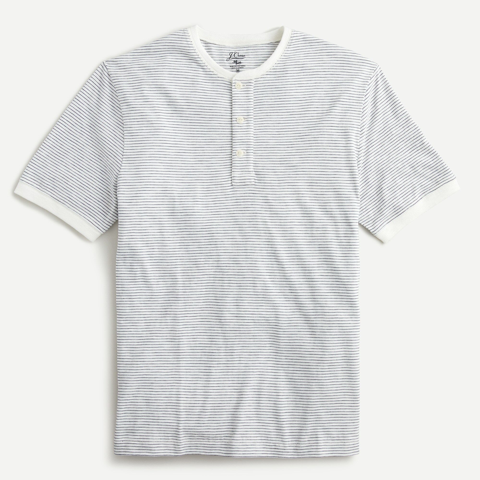 J.Crew Shortsleeve Slub Cotton Henley In Microstripe For Men