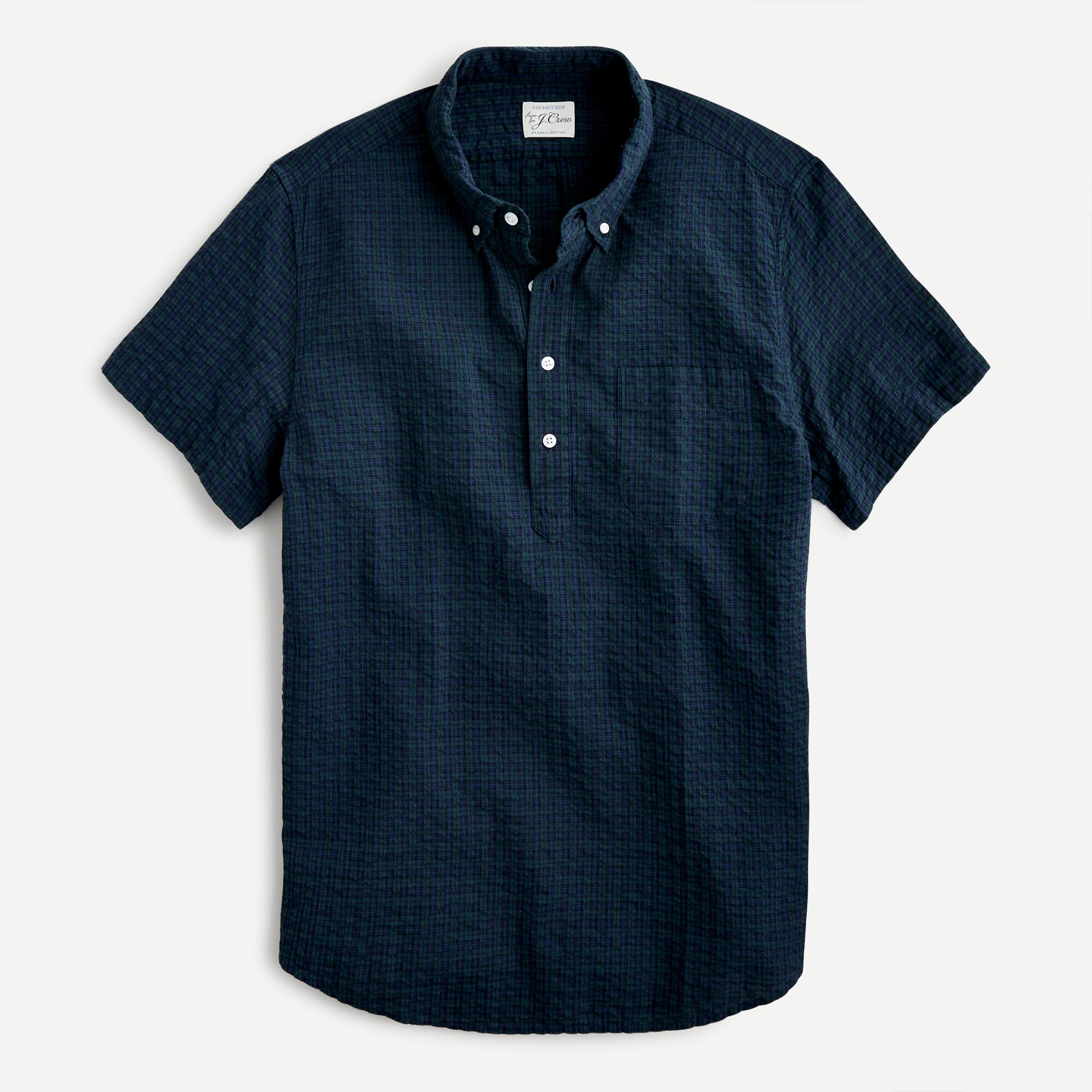 Short-sleeve seersucker popover