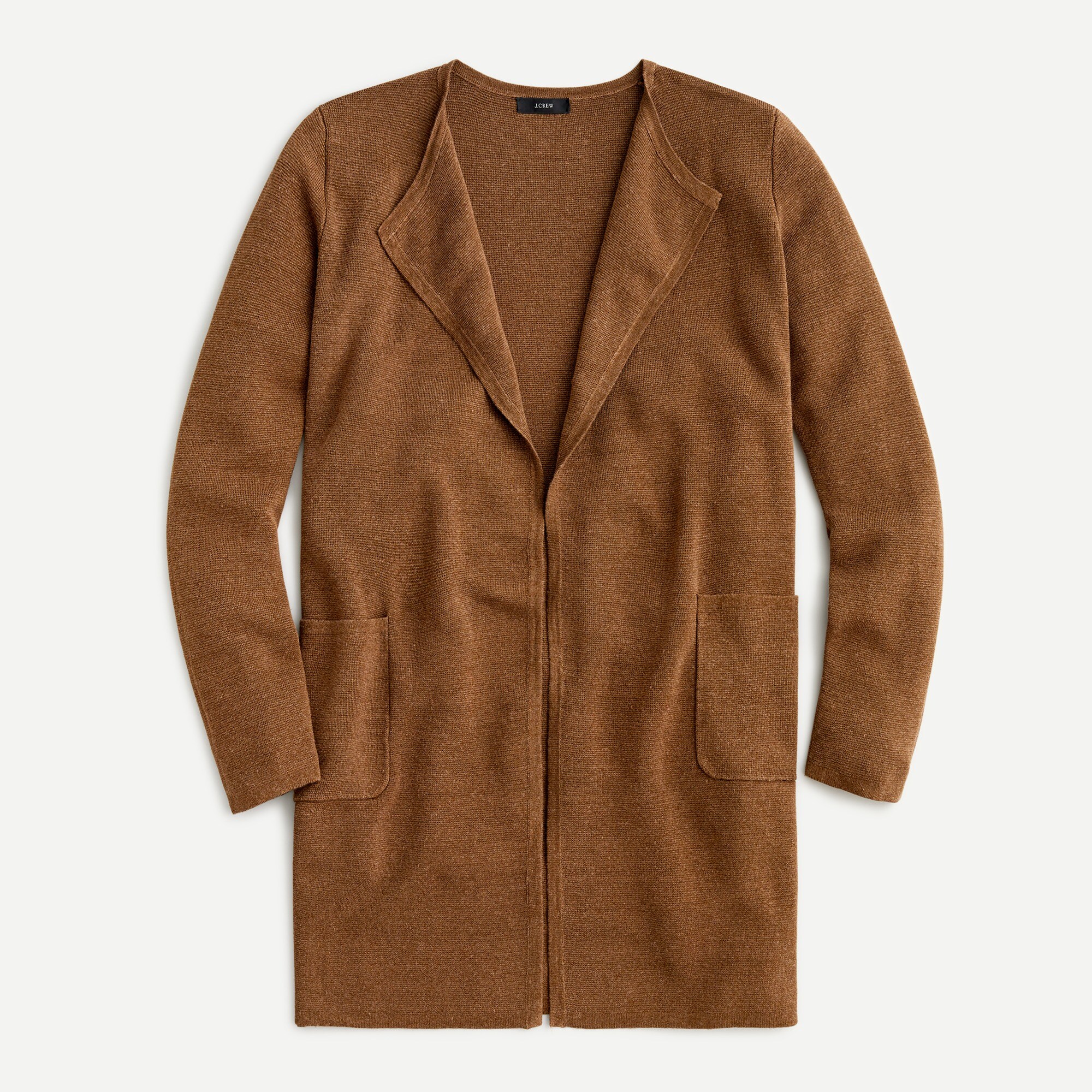 Juliette collarless sweater-blazer in linen blend