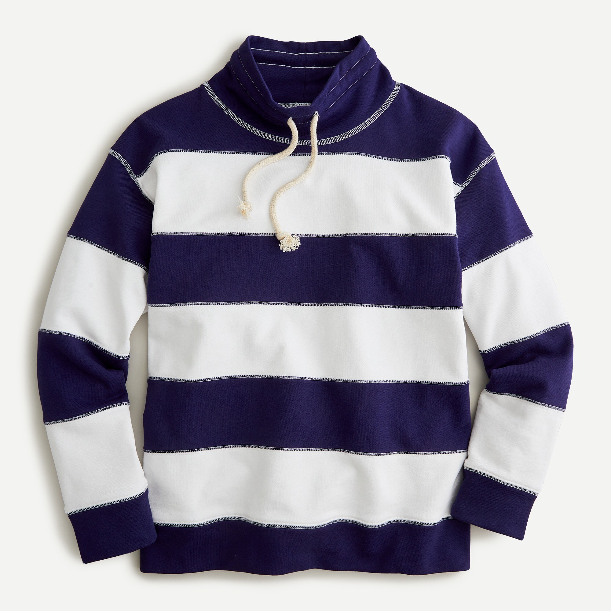 Funnelneck striped sweatshirt in original cotton terry