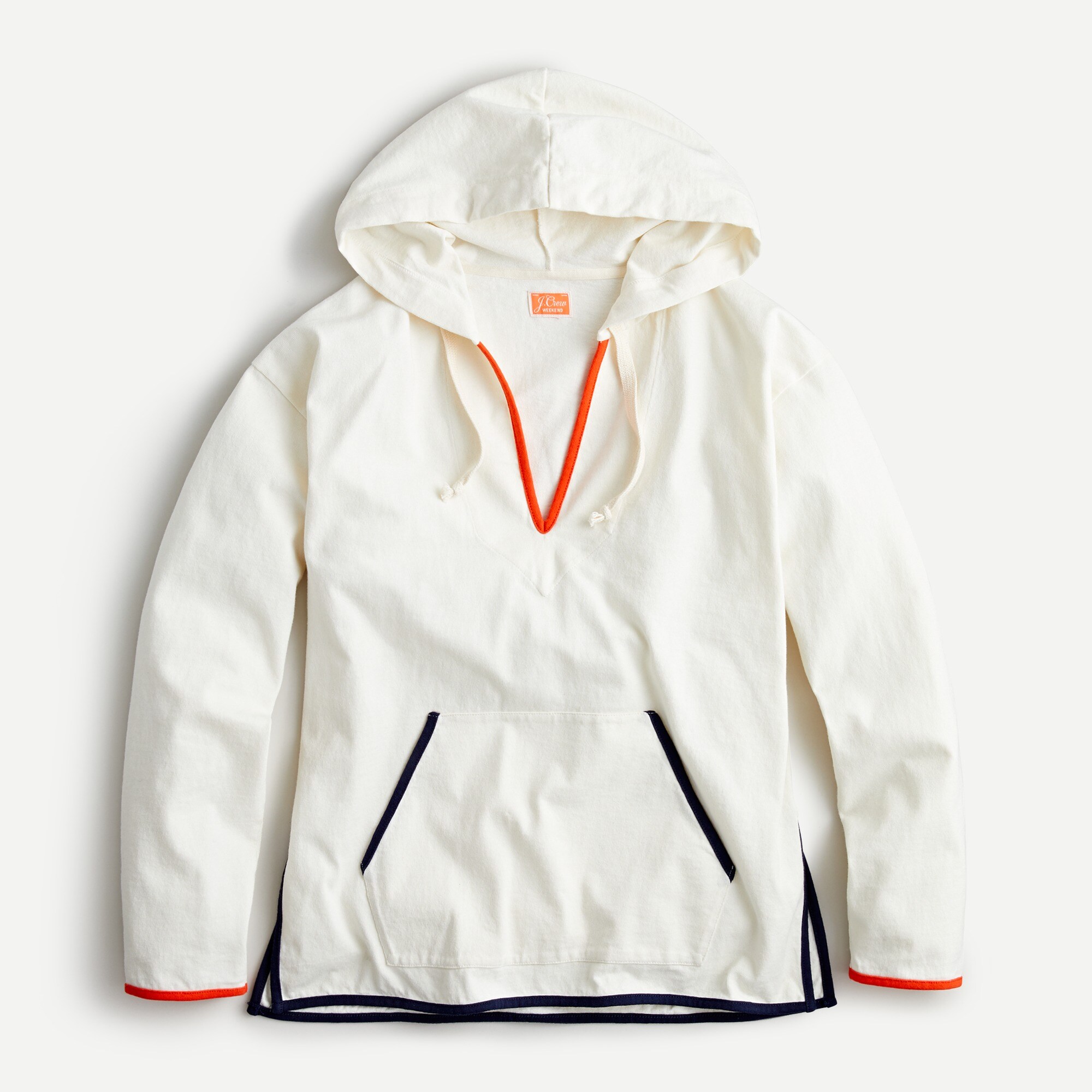 Tipped V-neck Hoodie In Mariner Cloth For Women | J.Crew