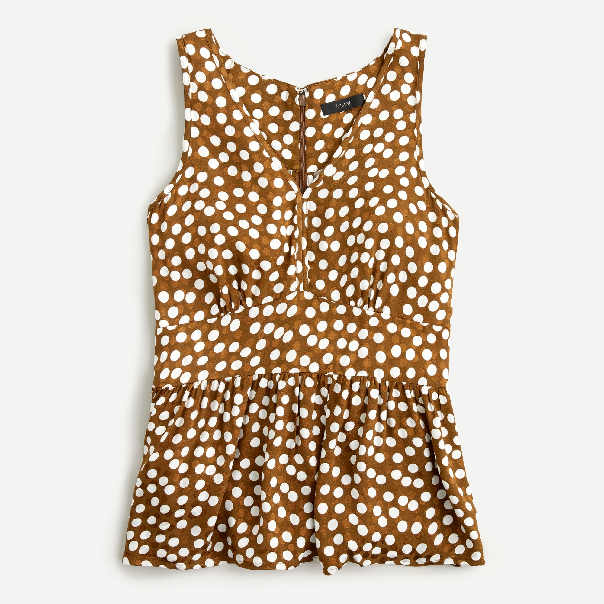 j.crew: v-neck peplum top in jacquard dot for women, right side, view zoomed