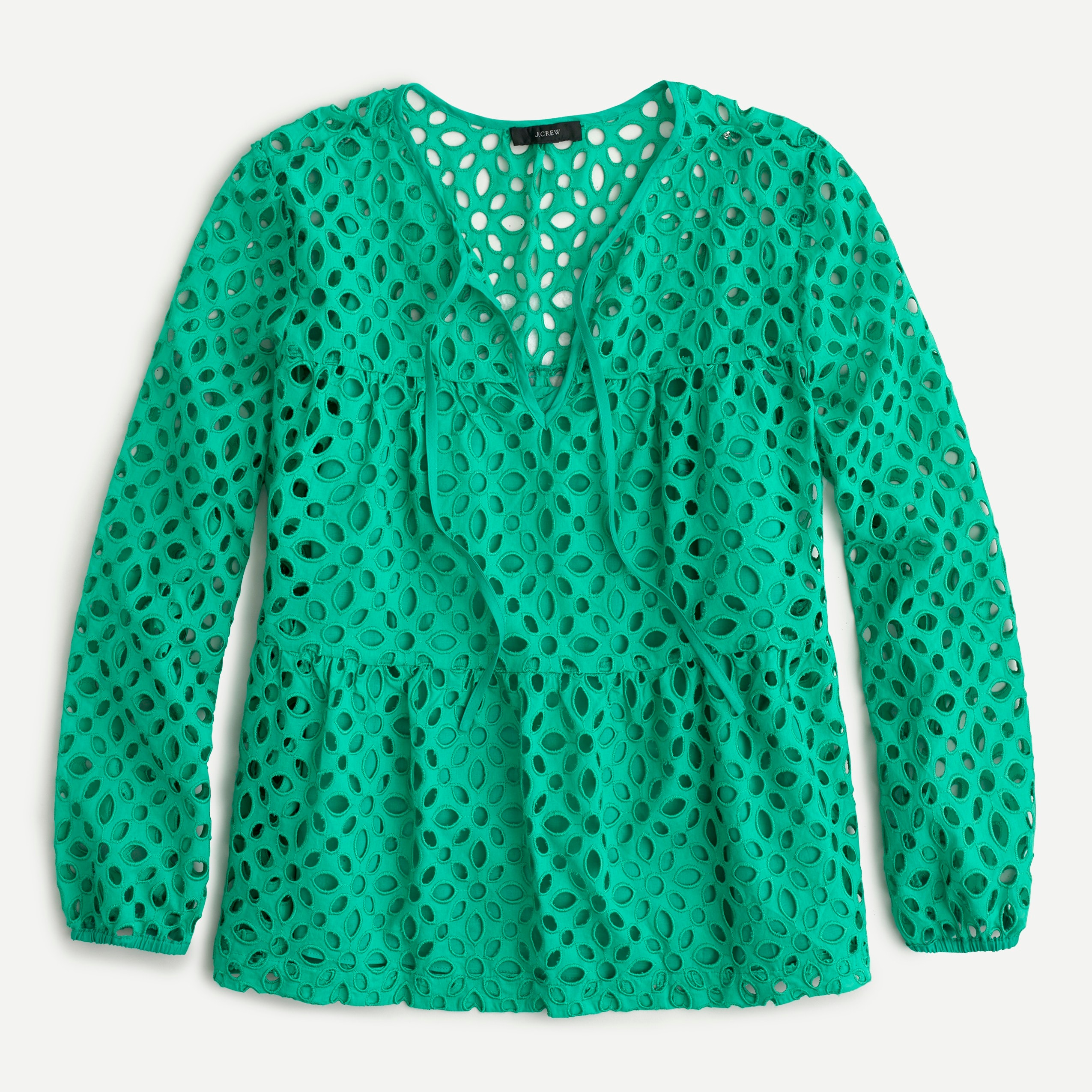 Tiered top in embroidered eyelet