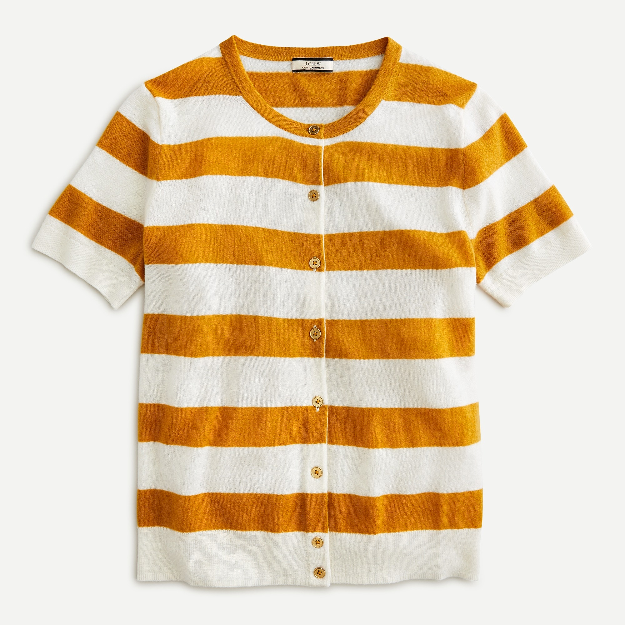 J.Crew Short sleeve Cardigan In Striped Featherweight Cashmere For Women