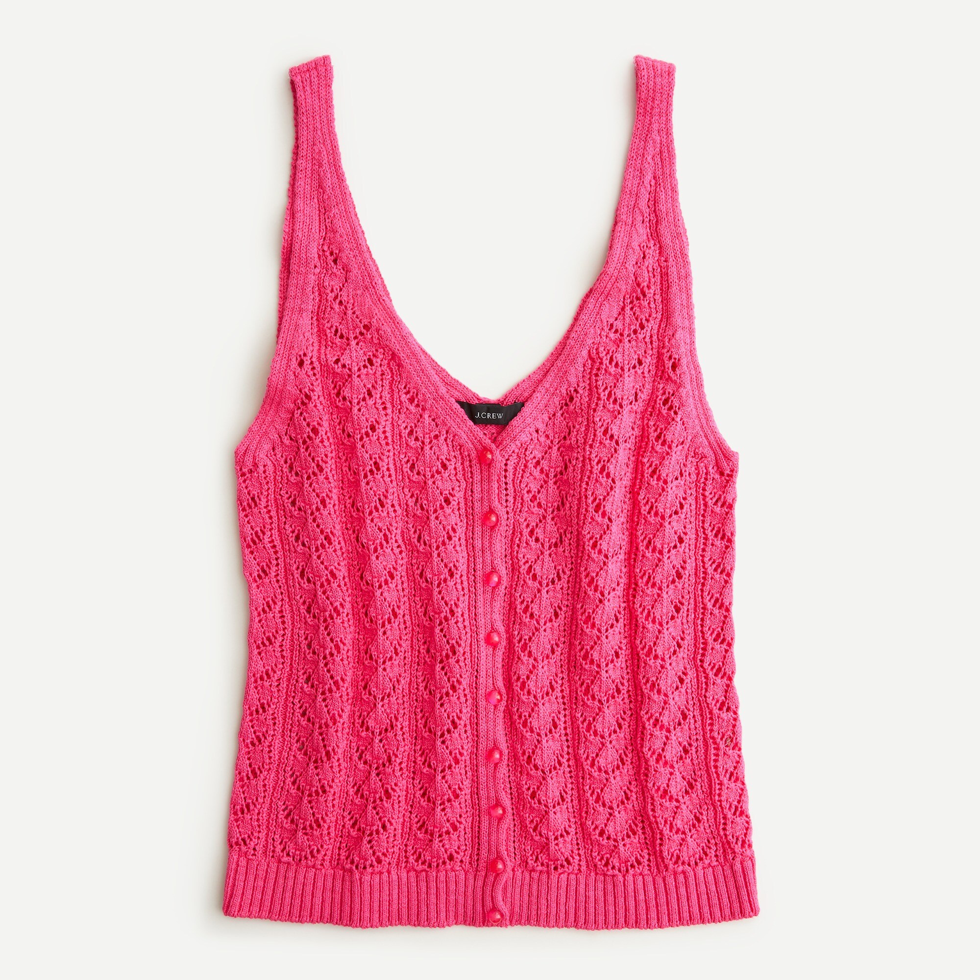 Button-up sweater tank with pointelle stitch