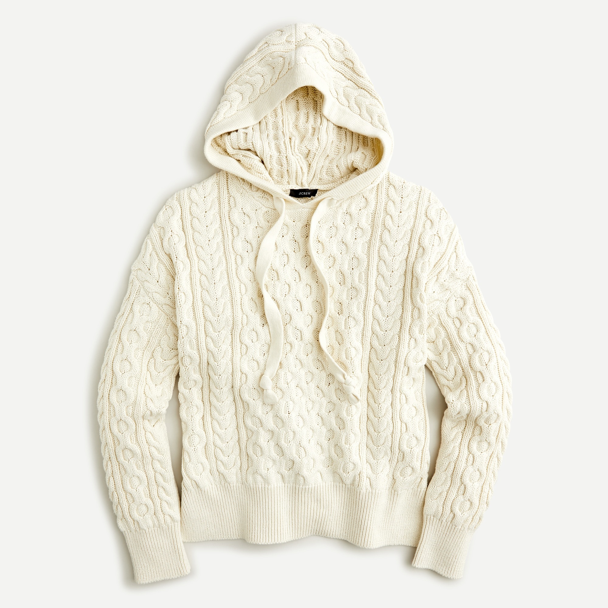 Ayla Cable Knit Hoodie  White cable knit sweater, White knit jacket, Zip  up sweater outfit